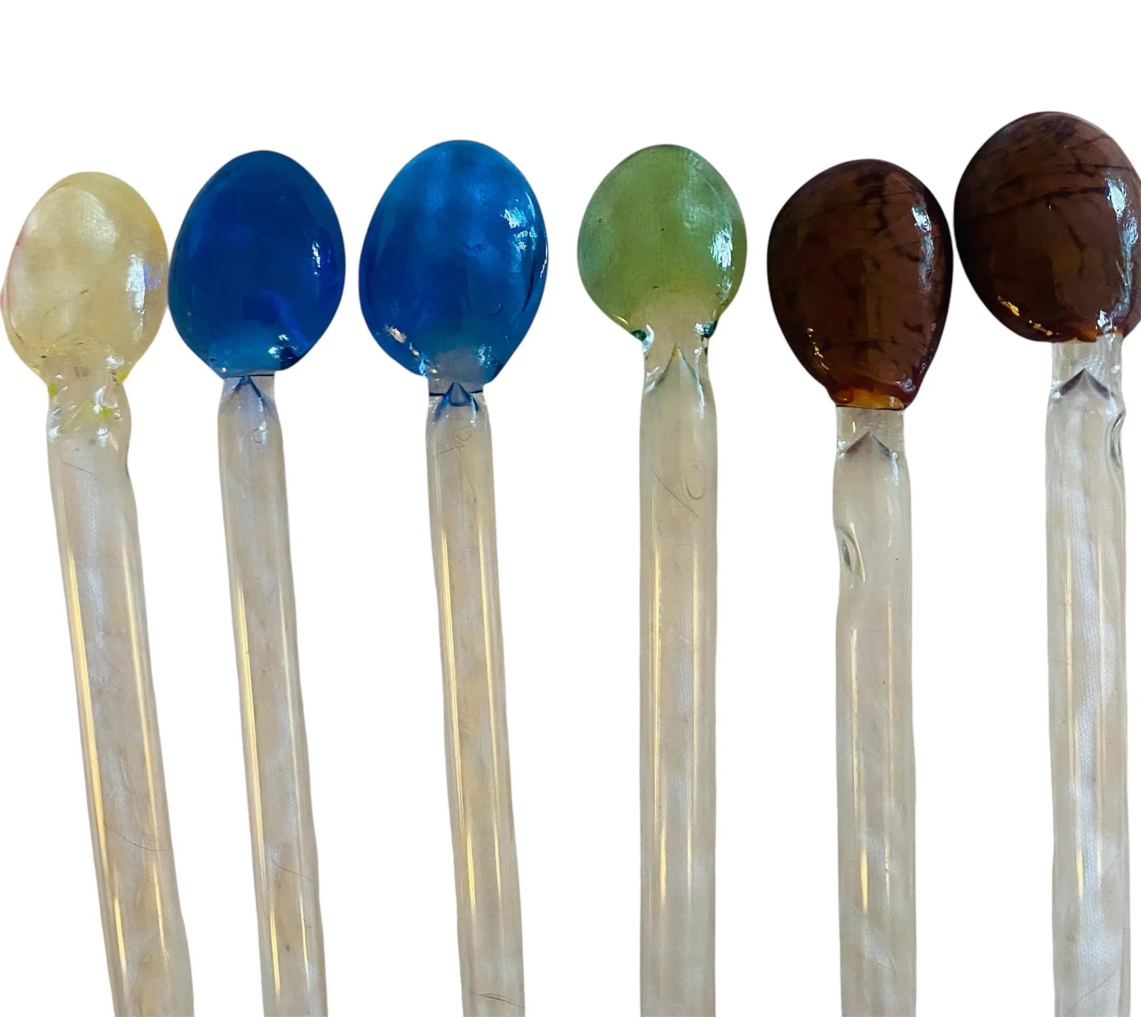 Nine Hand-Blown Murano Glass Multicolor Swizzle Sticks Stirrers - 3