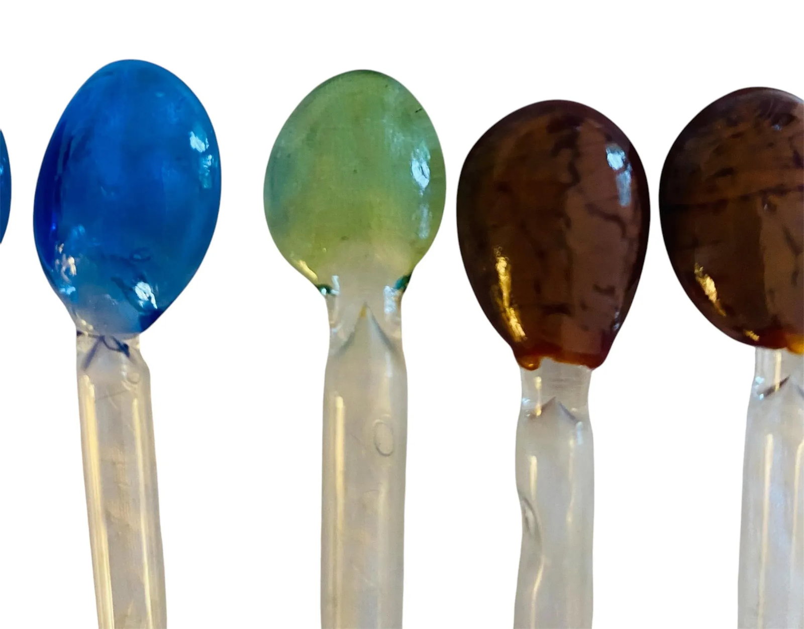 Nine Hand-Blown Murano Glass Multicolor Swizzle Sticks Stirrers - 4