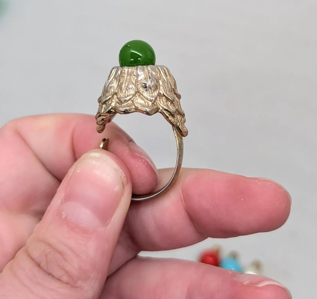 Vintage 1960s Signed Napier Goldtone Interchangeable Center Adjustable Ring - 3