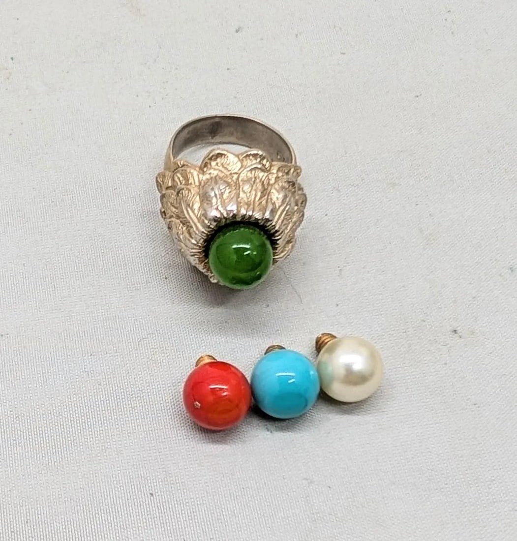 Vintage 1960s Signed Napier Goldtone Interchangeable Center Adjustable Ring - 4