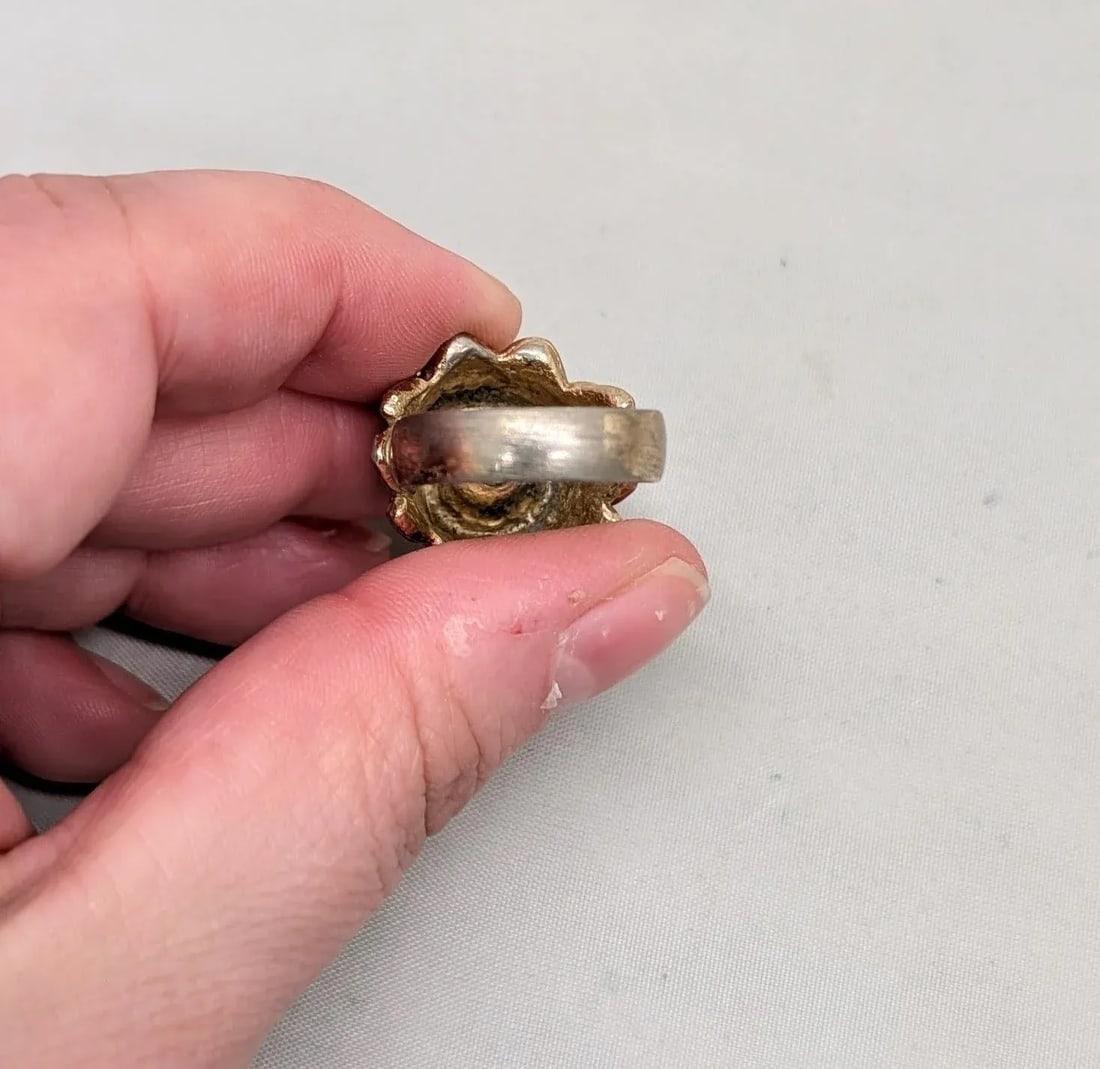 Vintage 1960s Signed Napier Goldtone Interchangeable Center Adjustable Ring - 5