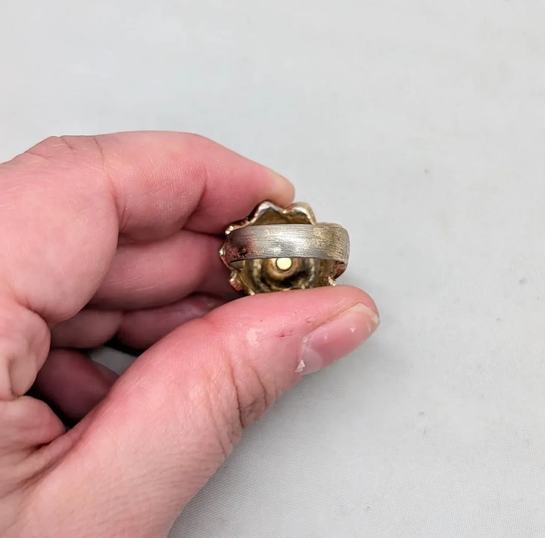 Vintage 1960s Signed Napier Goldtone Interchangeable Center Adjustable Ring - 9