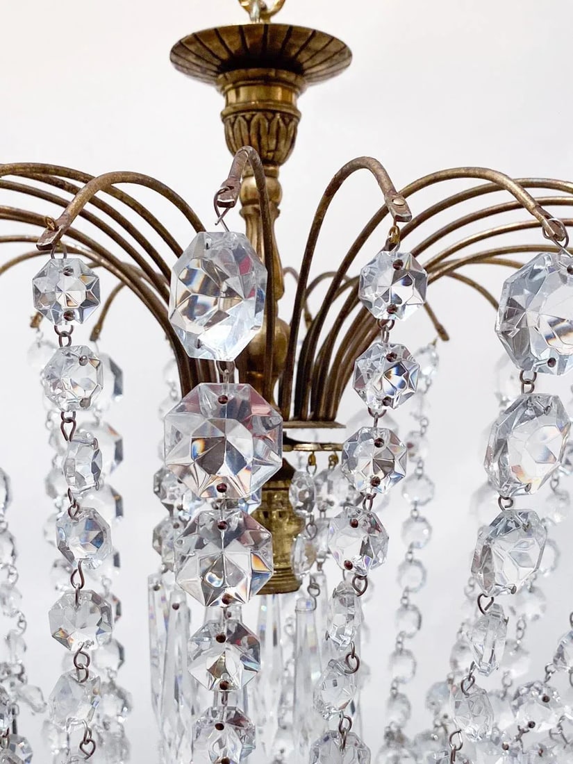 1960s Parachute Chandelier With Graduated Chain Crystals - 2