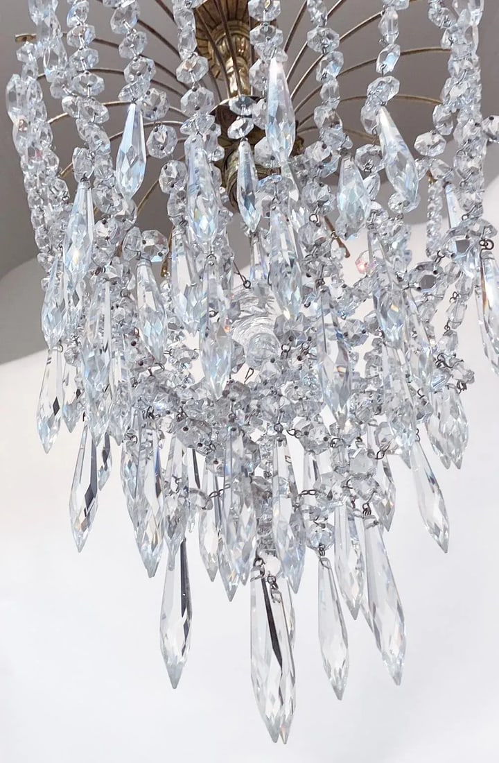1960s Parachute Chandelier With Graduated Chain Crystals - 3