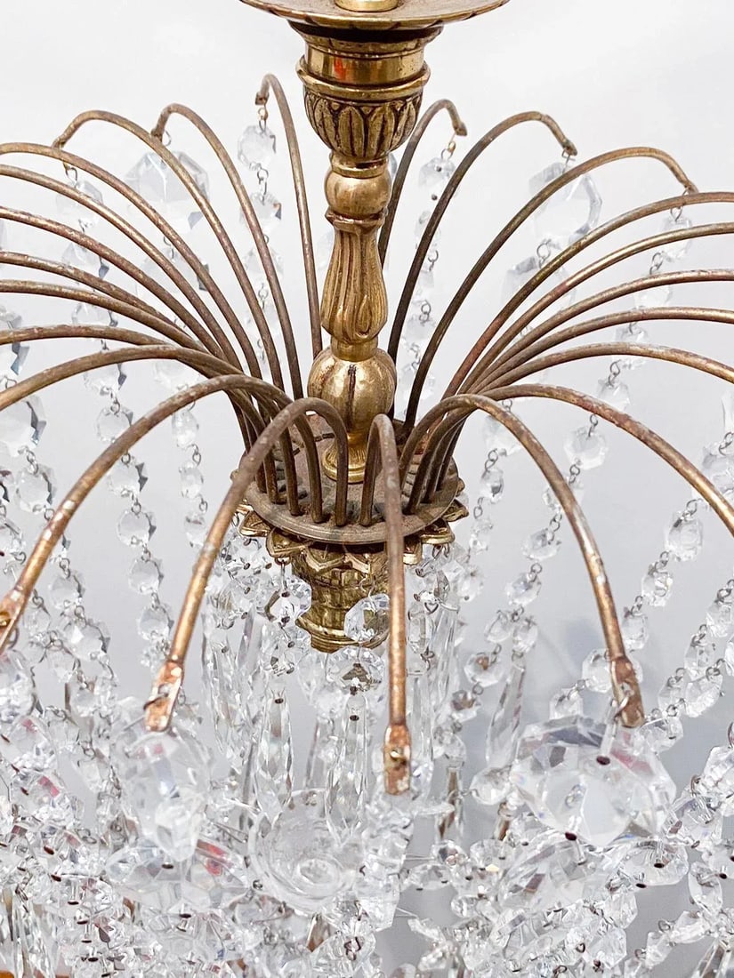 1960s Parachute Chandelier With Graduated Chain Crystals - 4