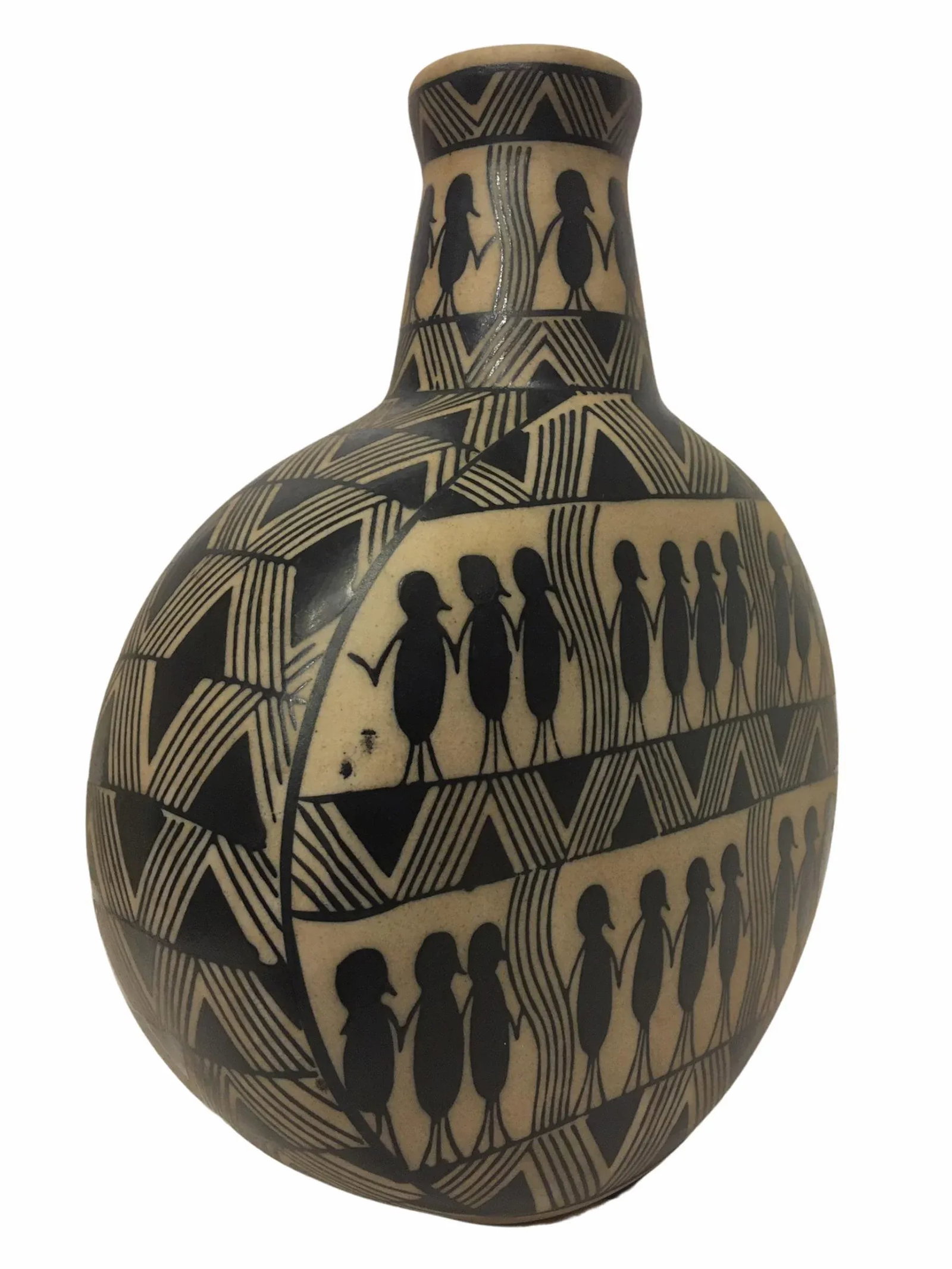 Vintage Mid-Century Figural Motif Danish Ceramic Vase - 2