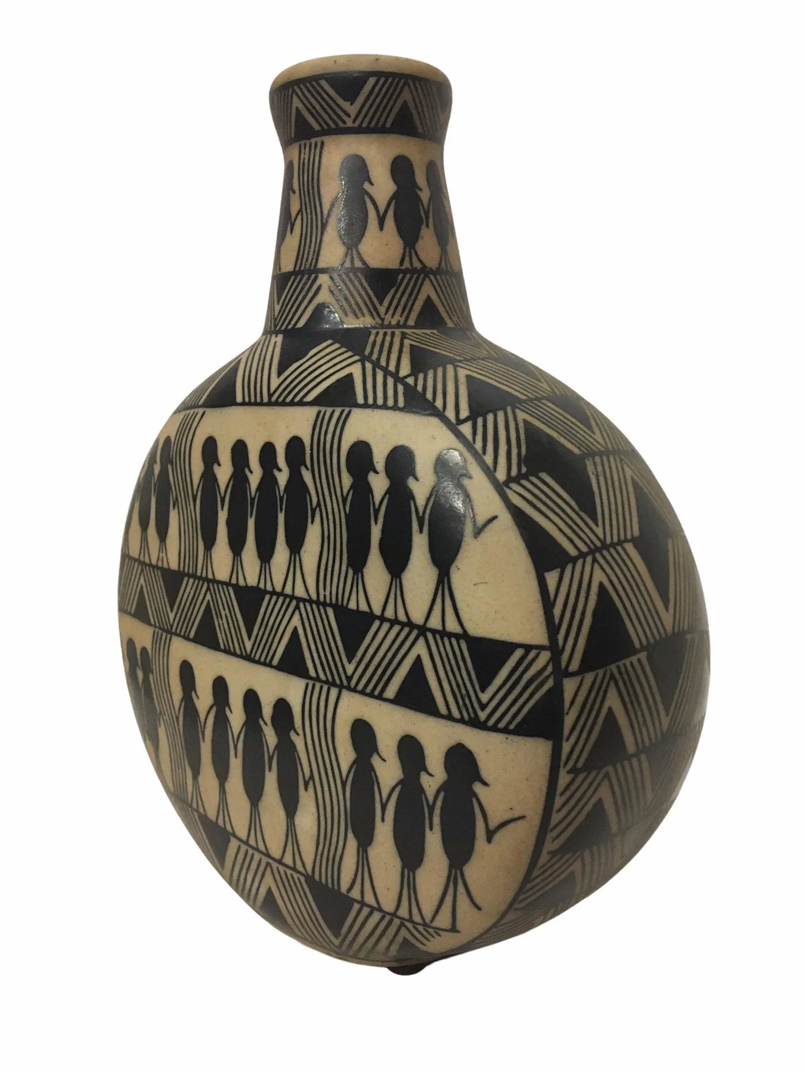 Vintage Mid-Century Figural Motif Danish Ceramic Vase - 3
