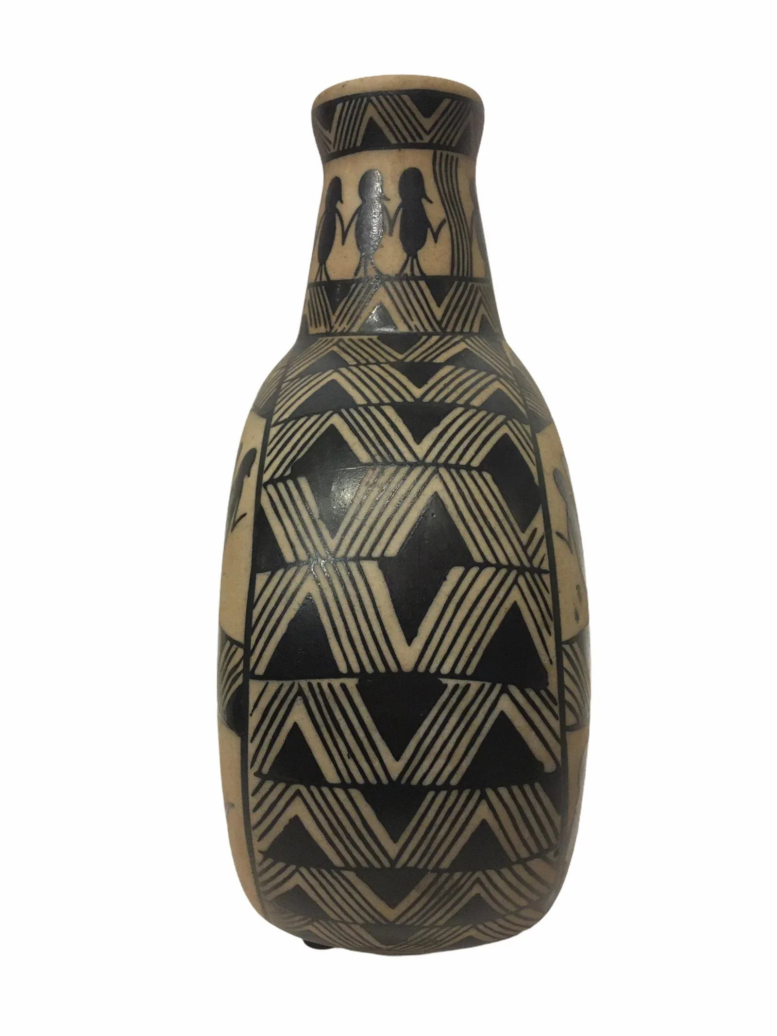 Vintage Mid-Century Figural Motif Danish Ceramic Vase - 4
