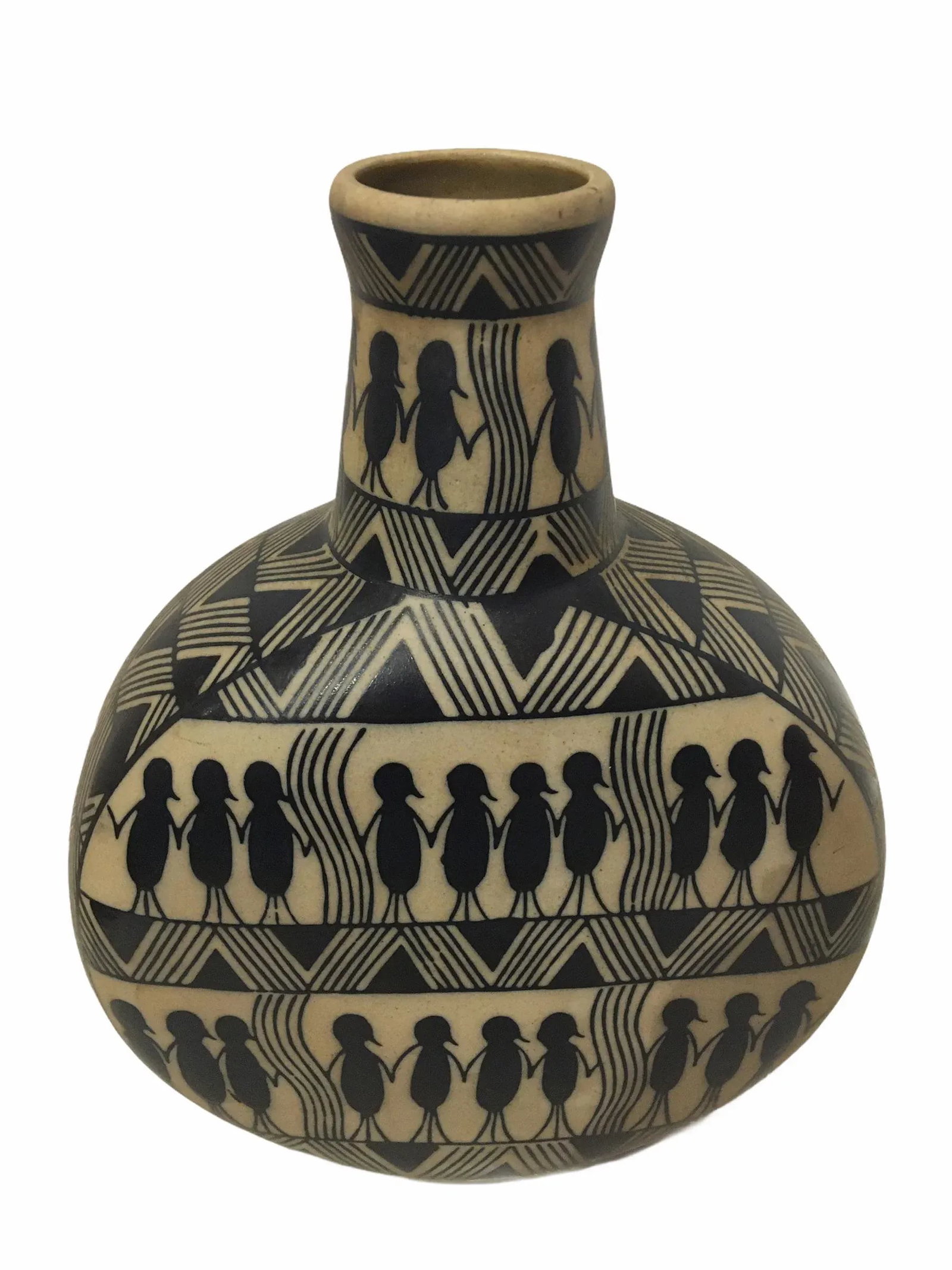 Vintage Mid-Century Figural Motif Danish Ceramic Vase - 5
