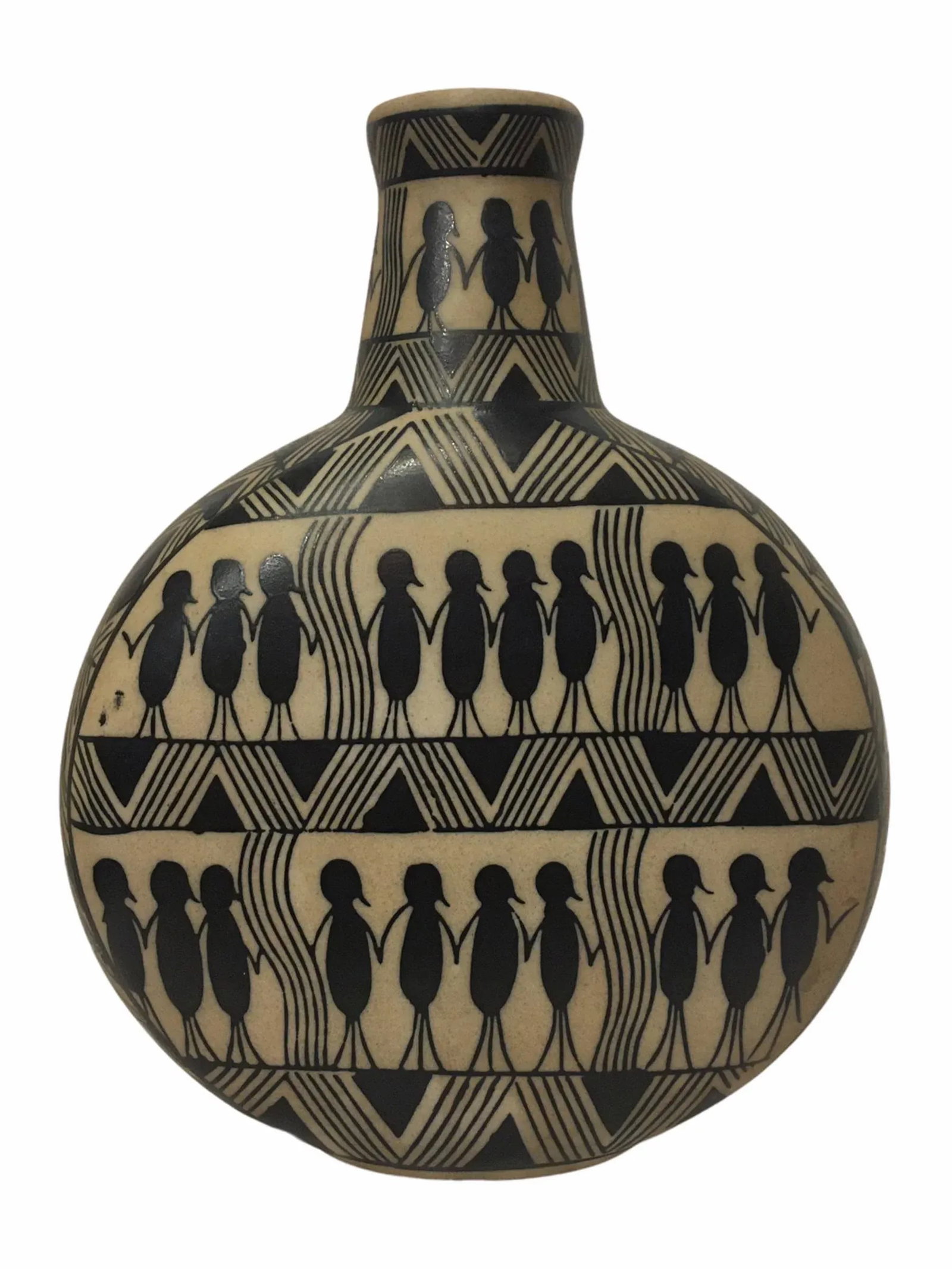 Vintage Mid-Century Figural Motif Danish Ceramic Vase - 8
