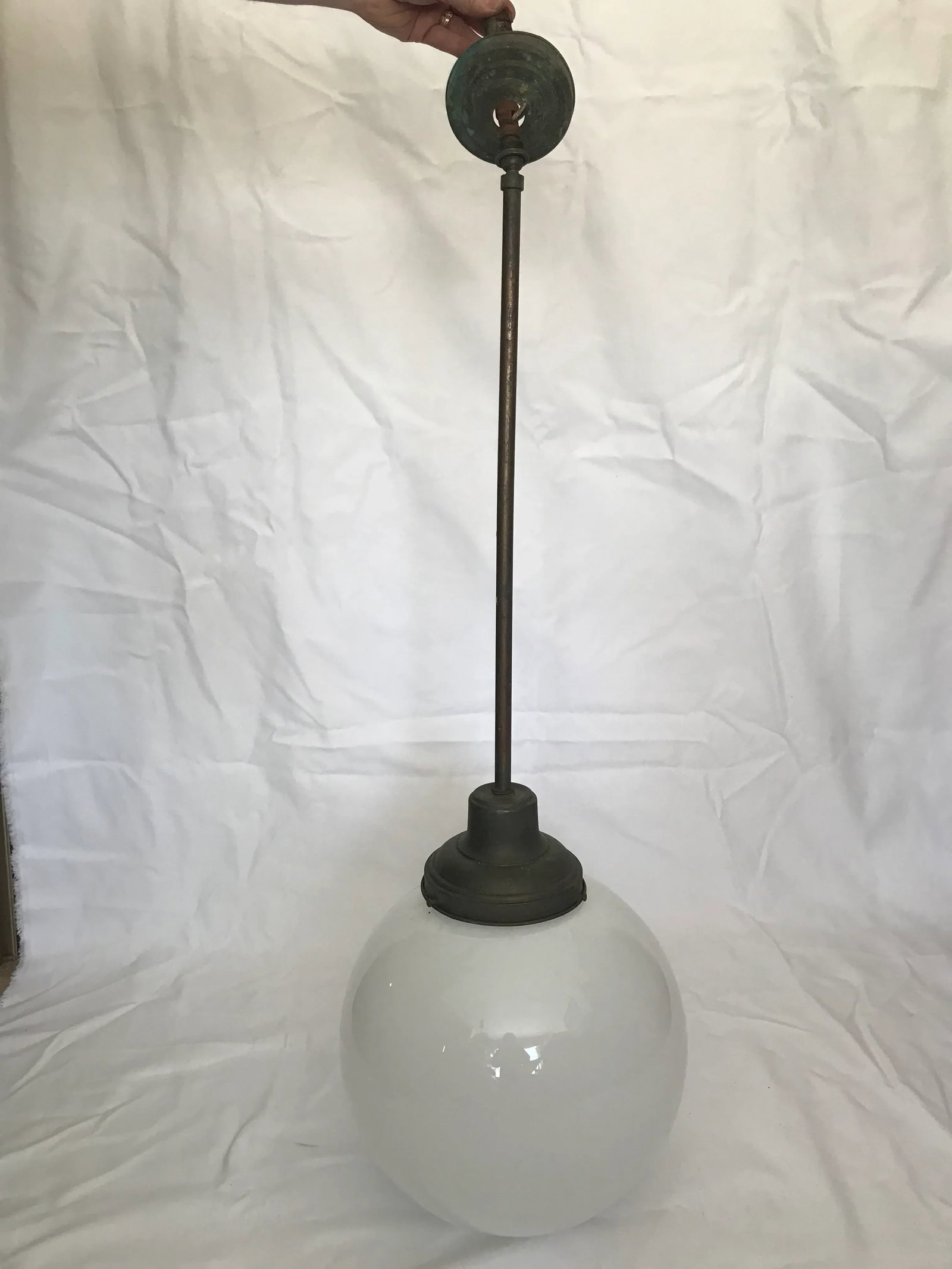 Original 1920's School House Globe Light Fixture - 11