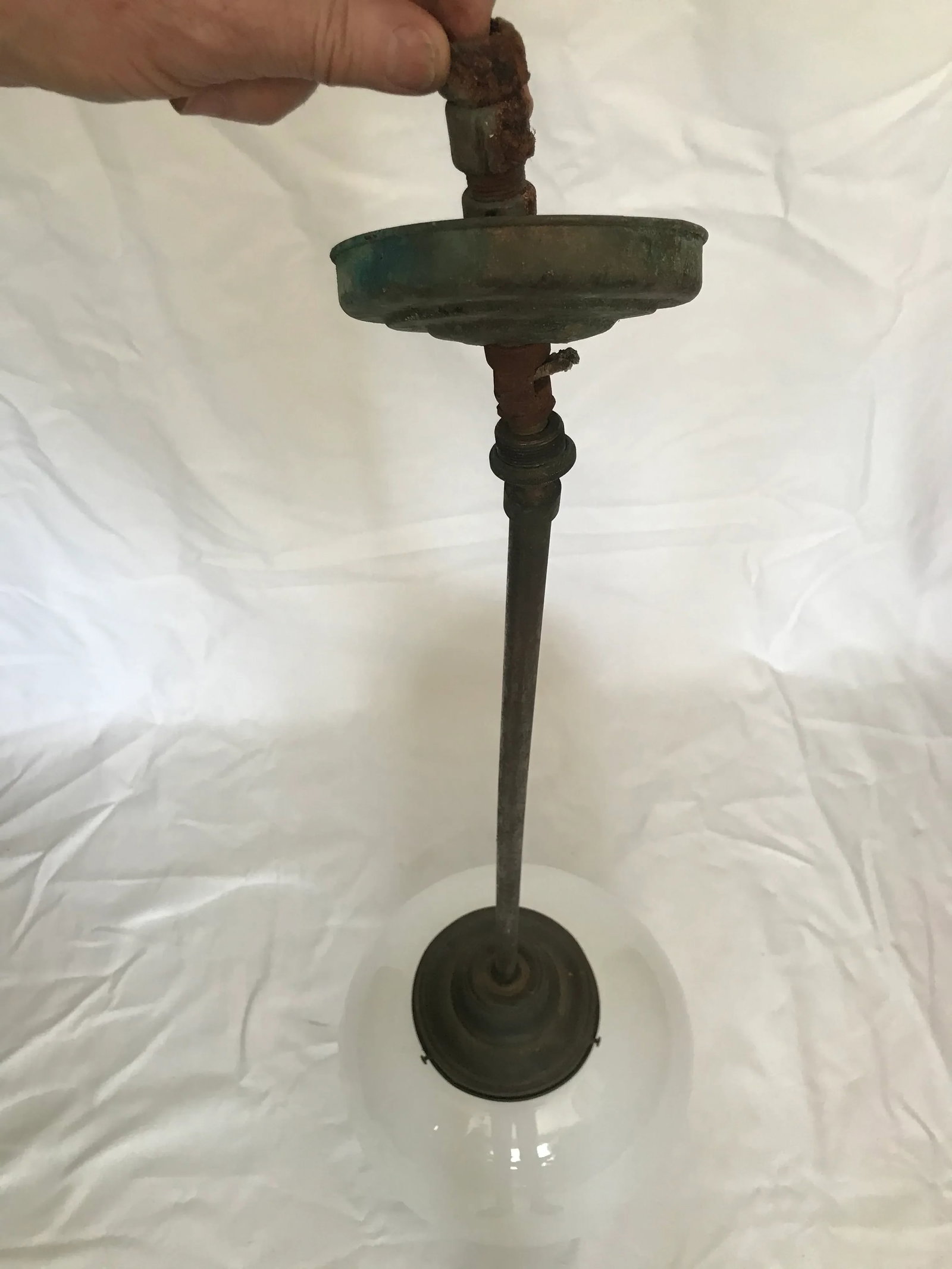 Original 1920's School House Globe Light Fixture - 3