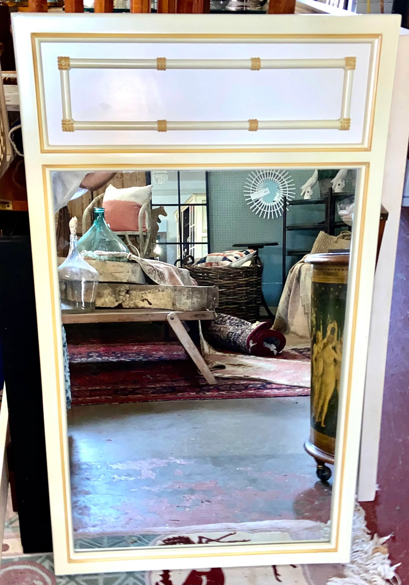 1970s Palm Beach Regency Faux Bamboo Mirror - 2