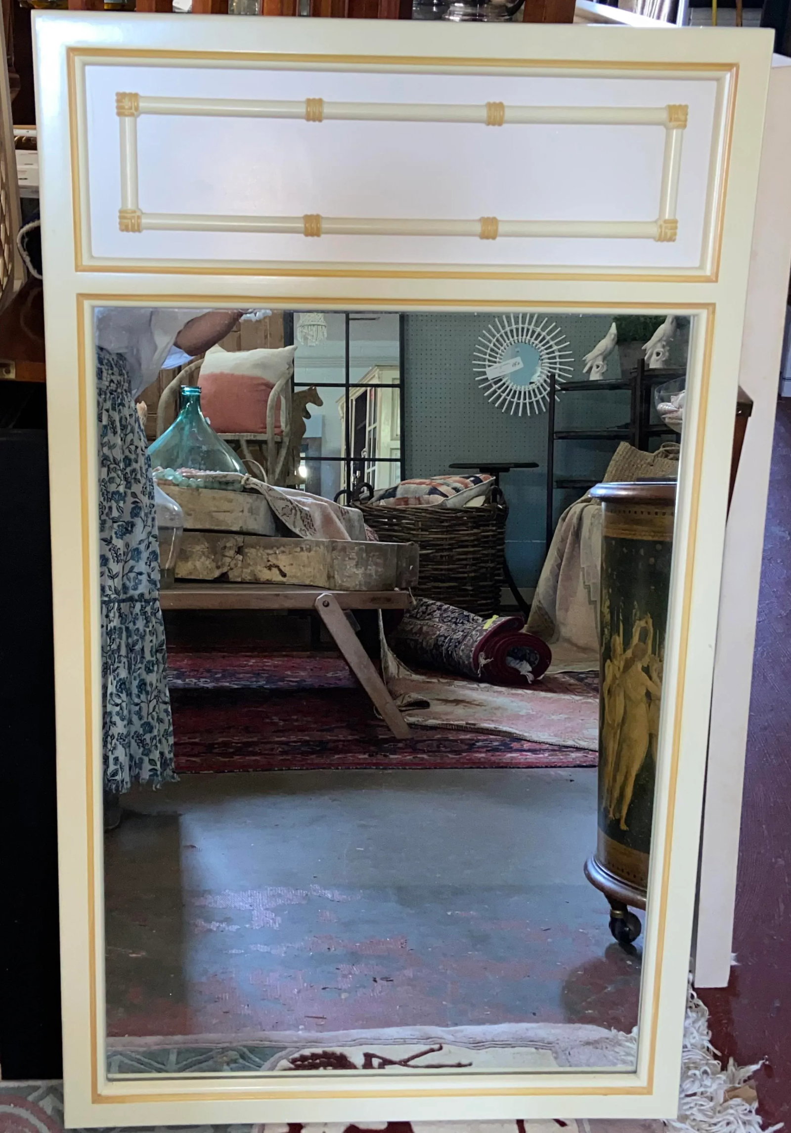 1970s Palm Beach Regency Faux Bamboo Mirror - 3
