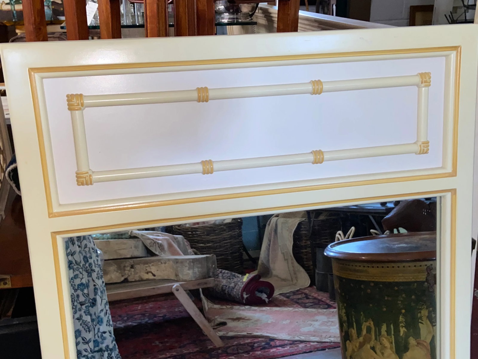 1970s Palm Beach Regency Faux Bamboo Mirror - 5