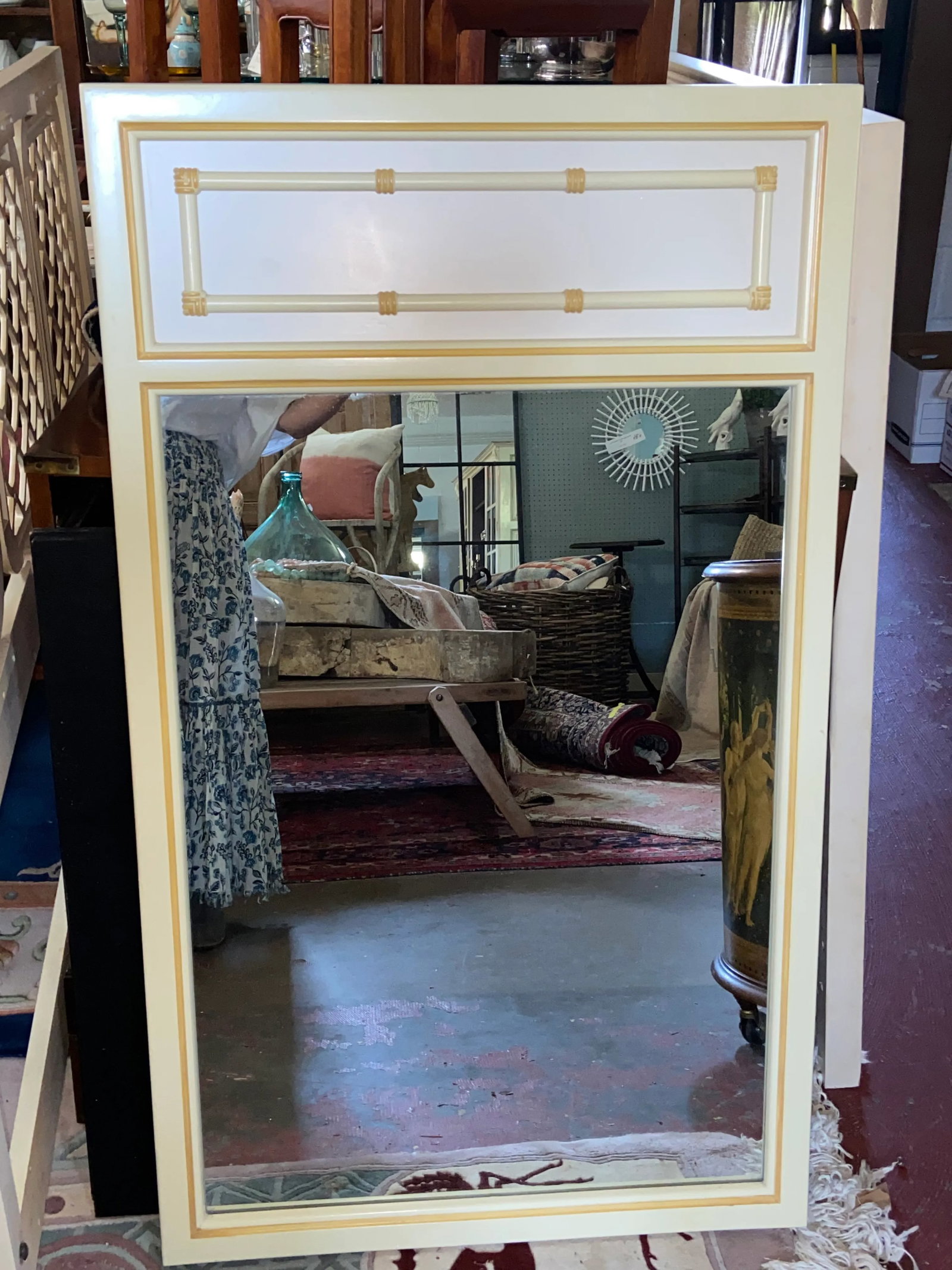 1970s Palm Beach Regency Faux Bamboo Mirror - 6
