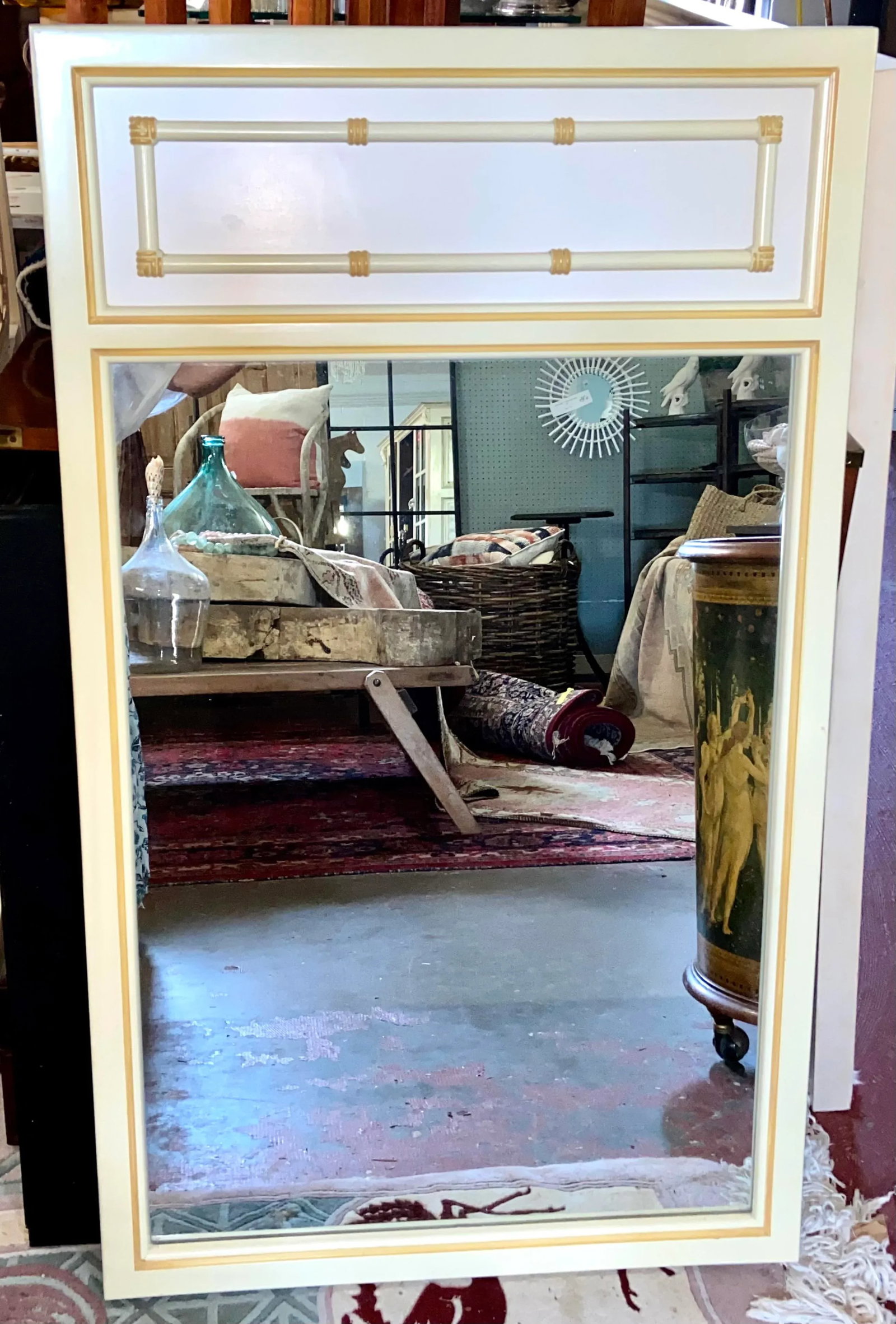 1970s Palm Beach Regency Faux Bamboo Mirror - 9