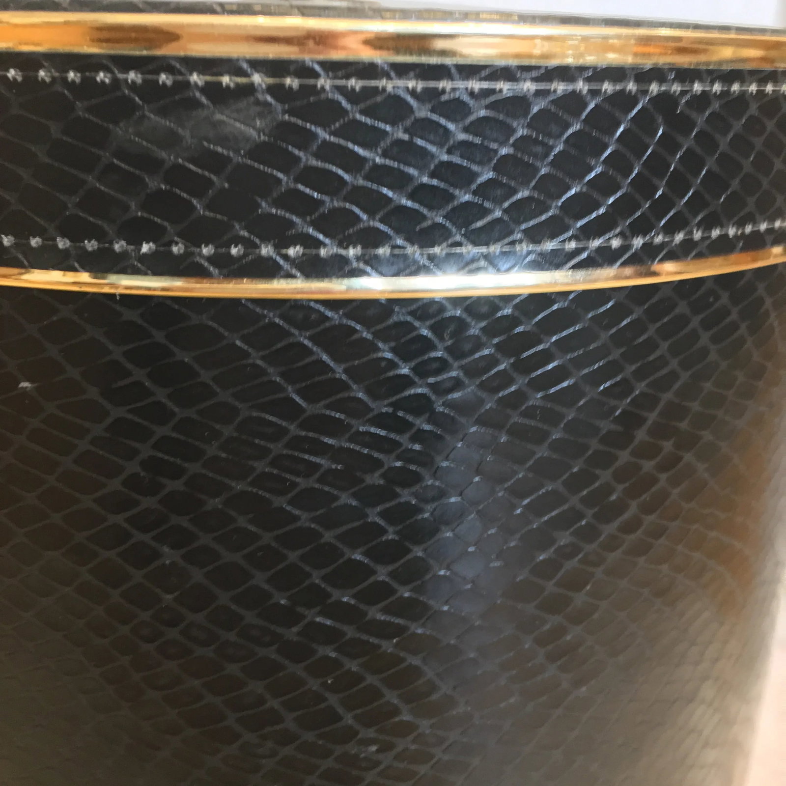Vintage Mid Century Tall Faux Leather Ice Bucket - 11
