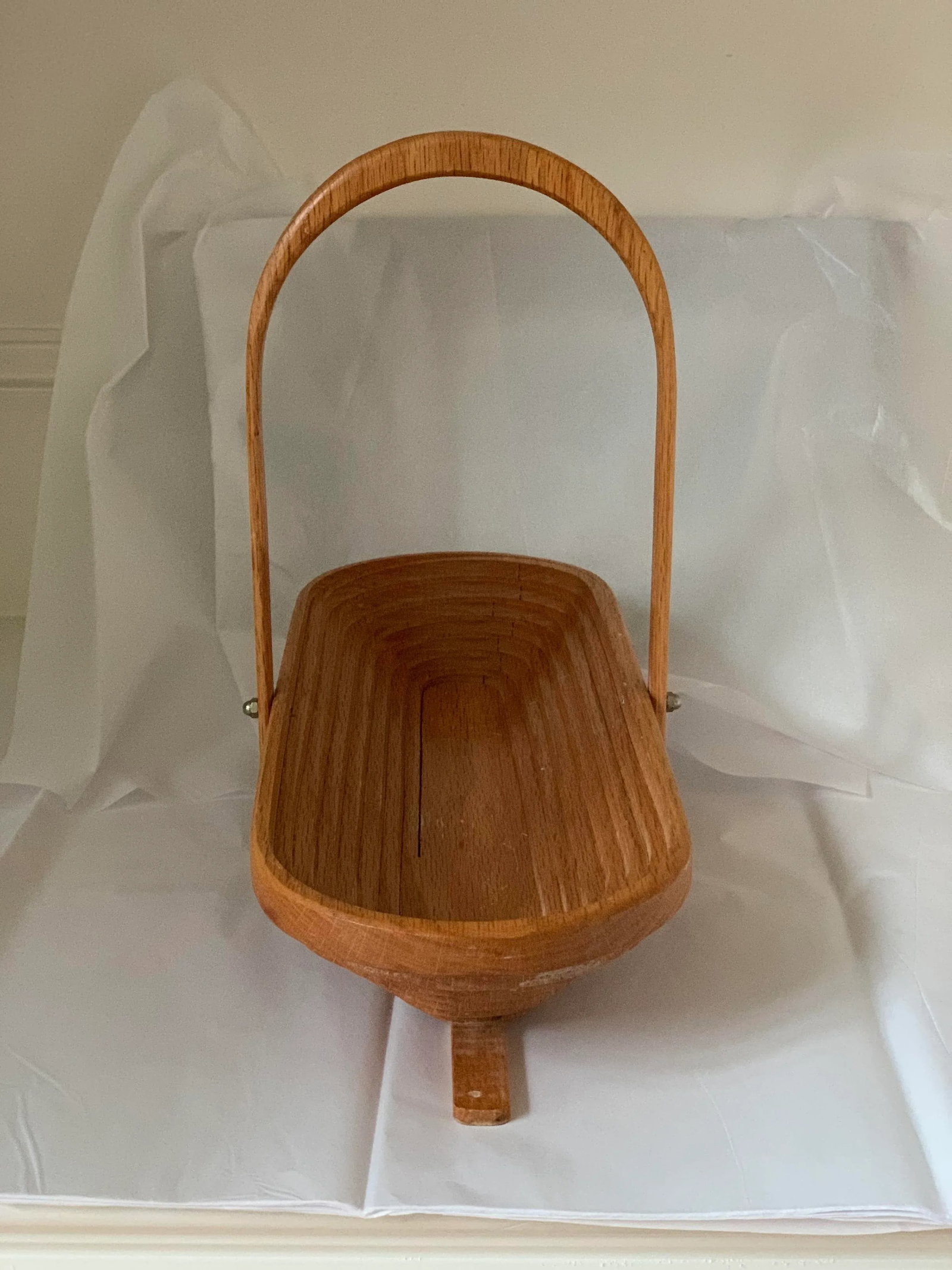 Mid-Century Oak Collapsible Wooden Bowl - 3