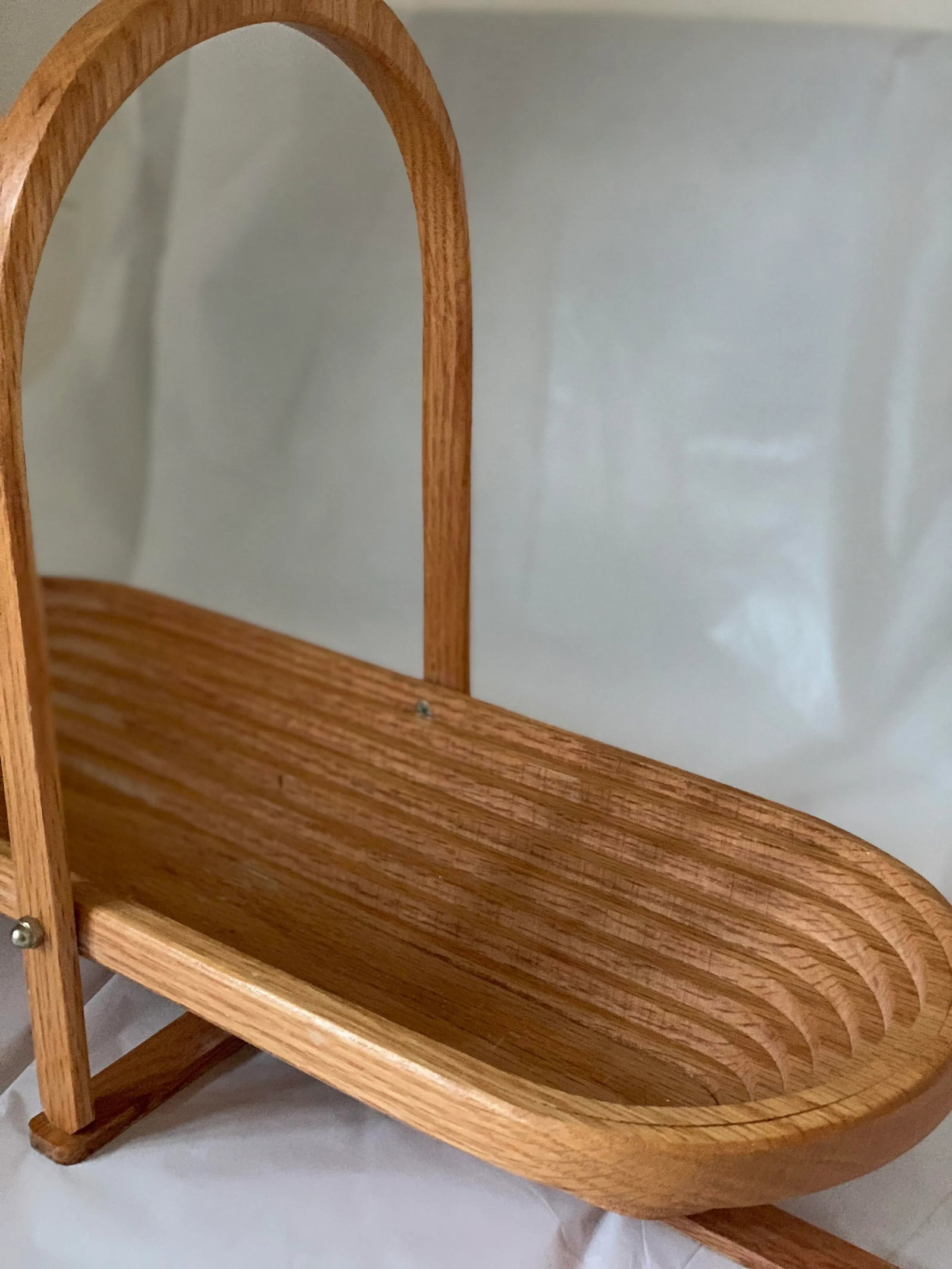 Mid-Century Oak Collapsible Wooden Bowl - 6