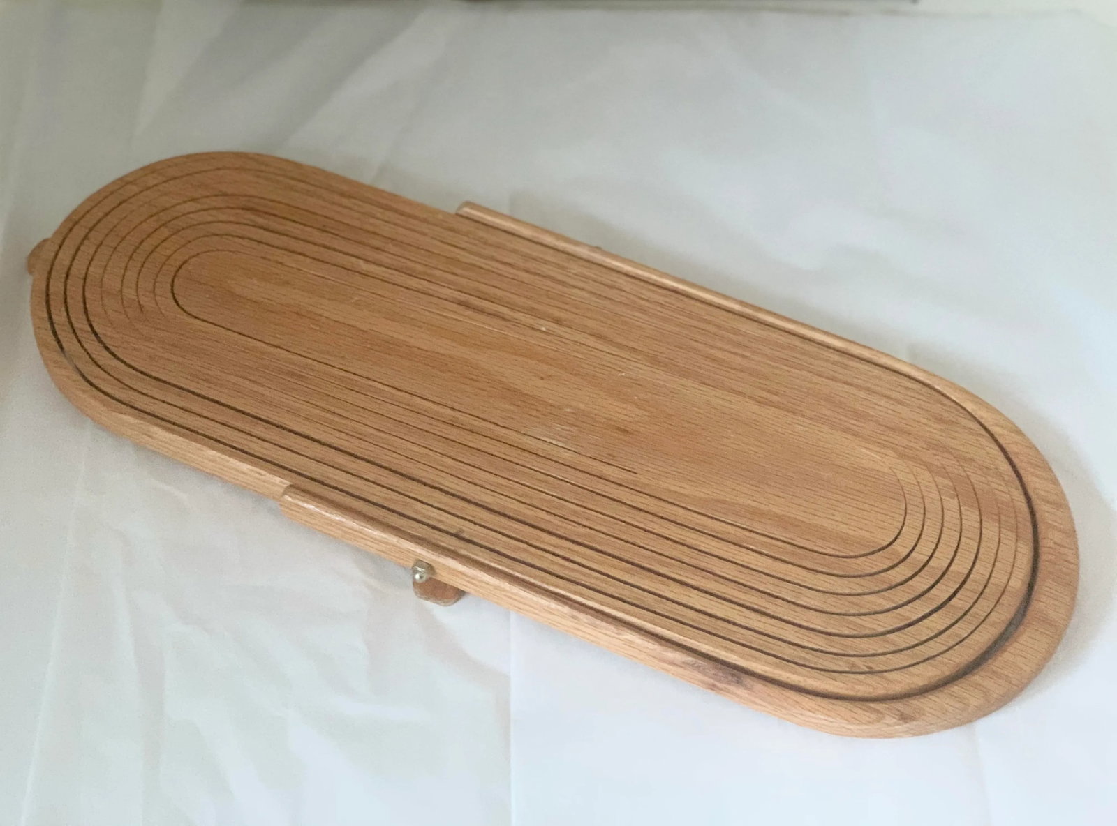 Mid-Century Oak Collapsible Wooden Bowl - 8