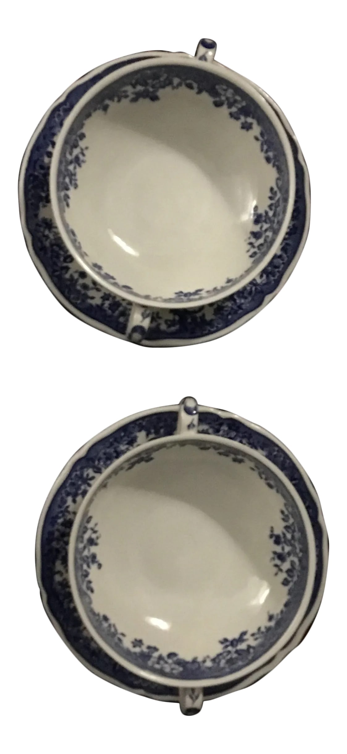 1970s Villeroy & Boch Transfer Ware Soup and Saucers - a Pair: A pair of Villeroy & Boch TIDES pattern saucers with cups/soup bowls. This set includes two saucers and two cups. In very good condition Condition: Alterations: Original Condition Unaltered