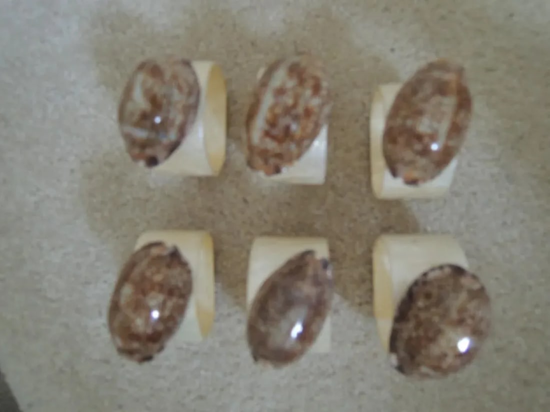 1960s Mother of Pearl and Shell Napkin Rings - Set of 6 - 6