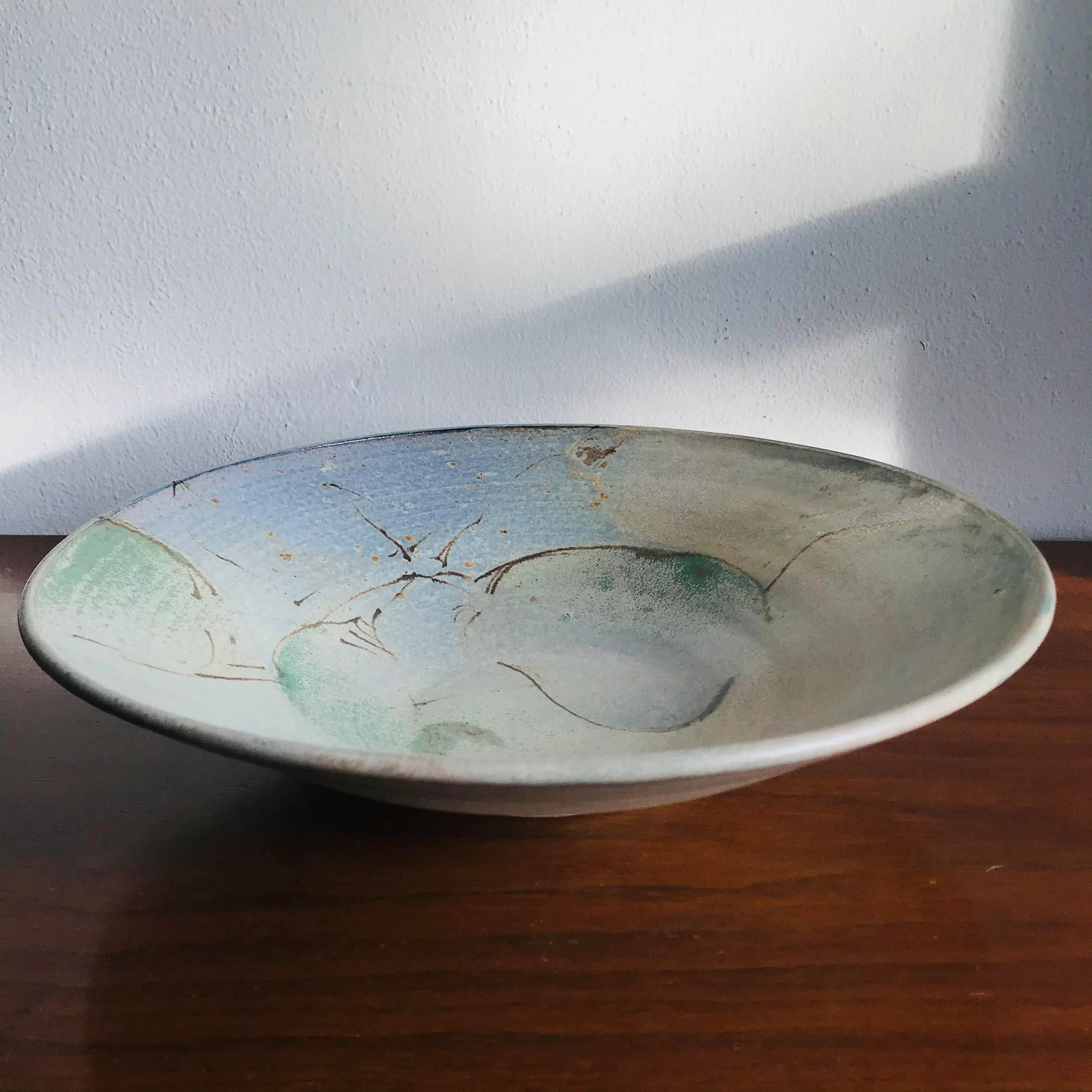 Signed Vintage Late 20th Century Studio Pottery Large Serving Bowl - 13