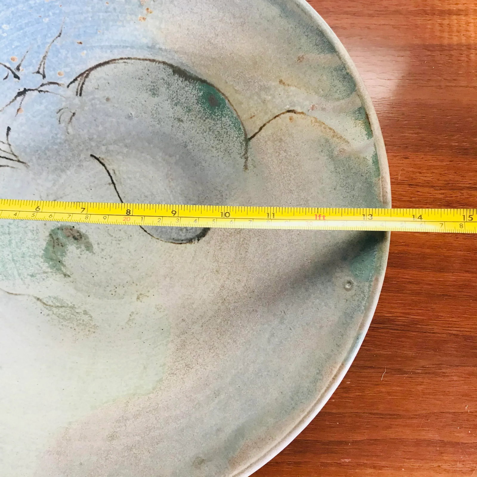 Signed Vintage Late 20th Century Studio Pottery Large Serving Bowl - 9