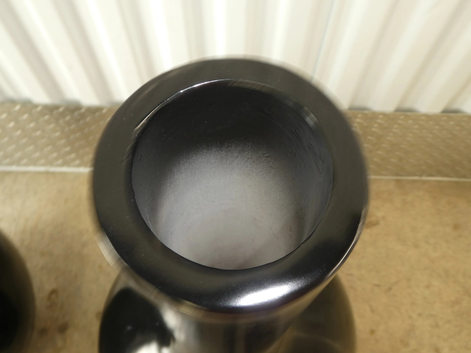 Large 1970's Black Bulbous Statuesque Floor Vases - 7