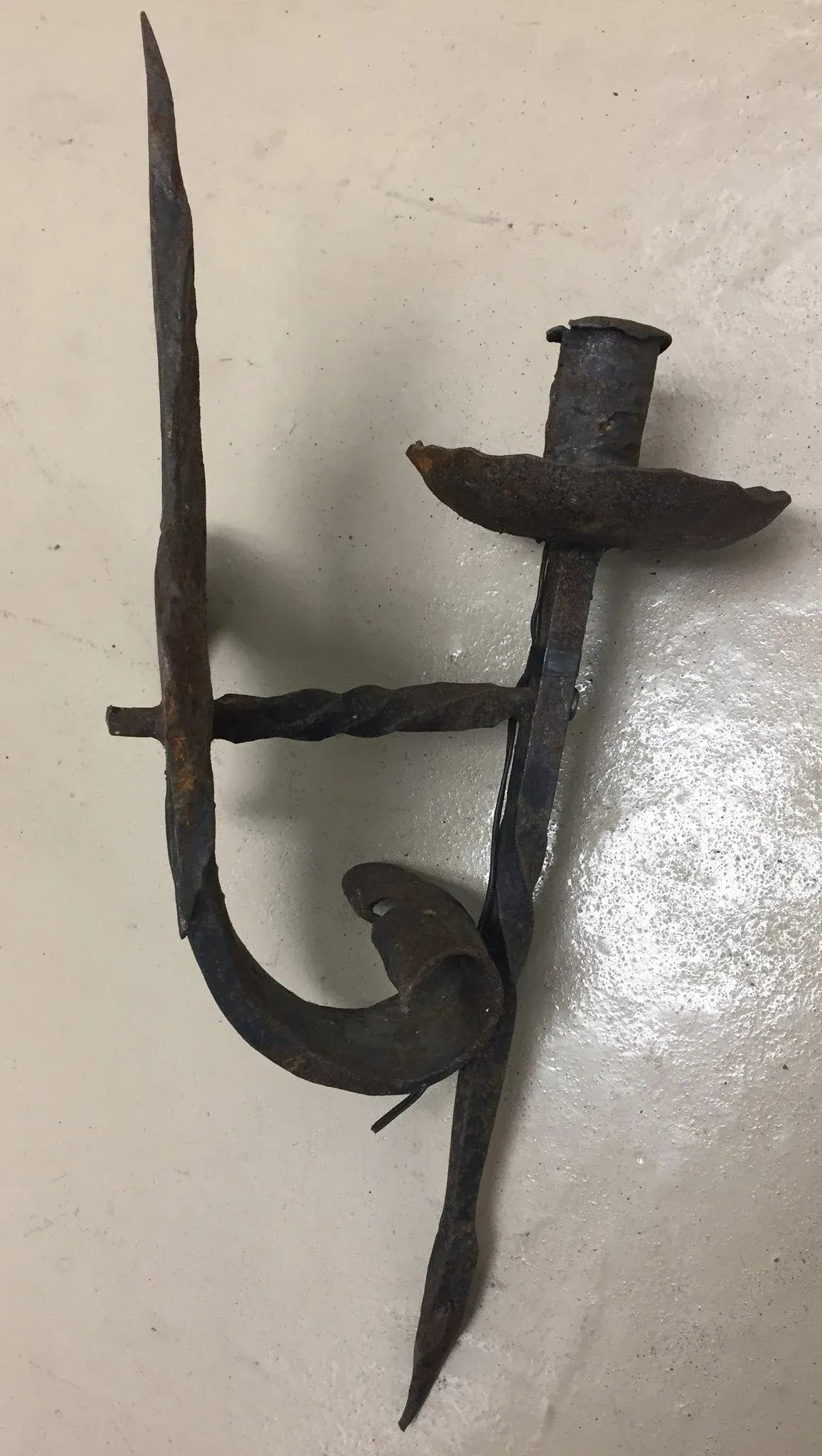19th Century French Forged Iron Fleur De Lis Torchere Sconces - a Pair - 5