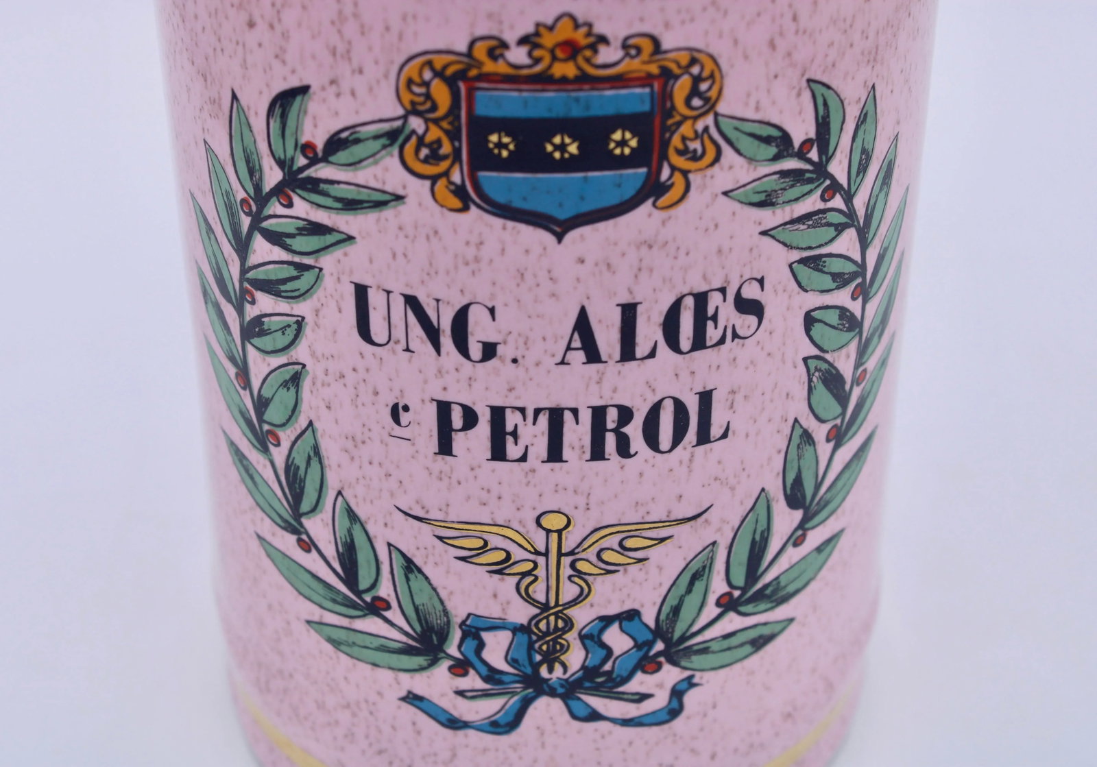 Large Vintage French Pink Ceramic Apothecary Jar - 7
