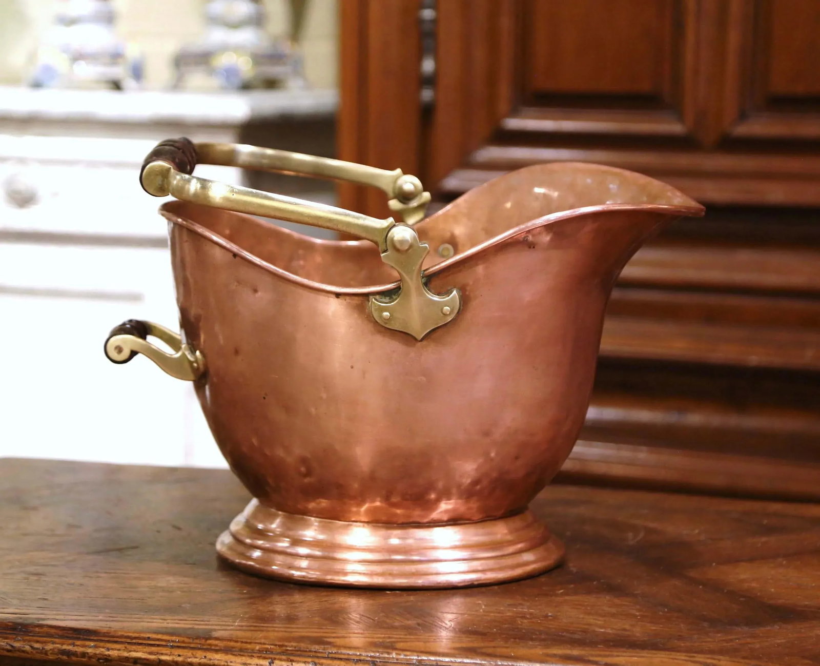 19th Century English Victorian Copper and Brass Coal Bucket - 2