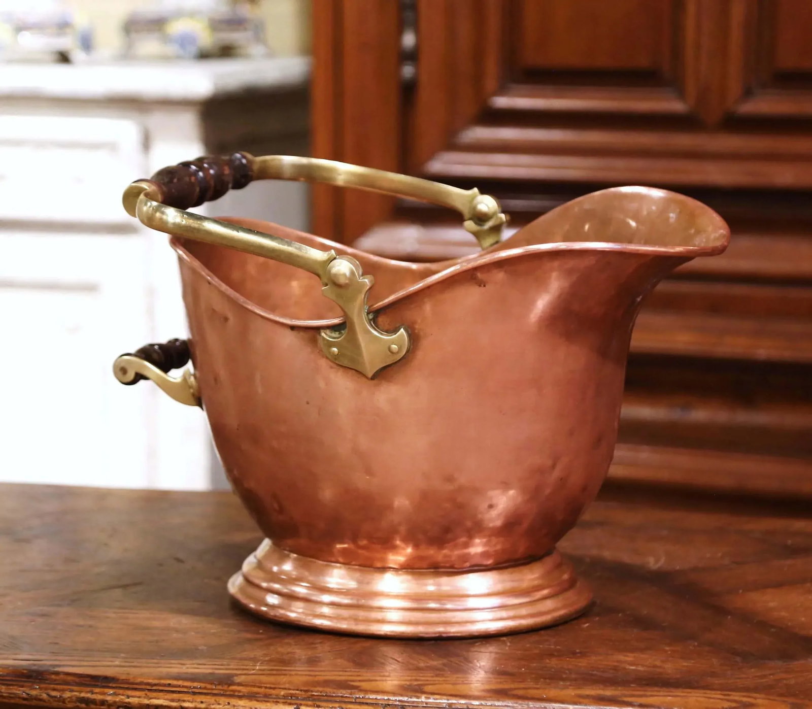 19th Century English Victorian Copper and Brass Coal Bucket - 3