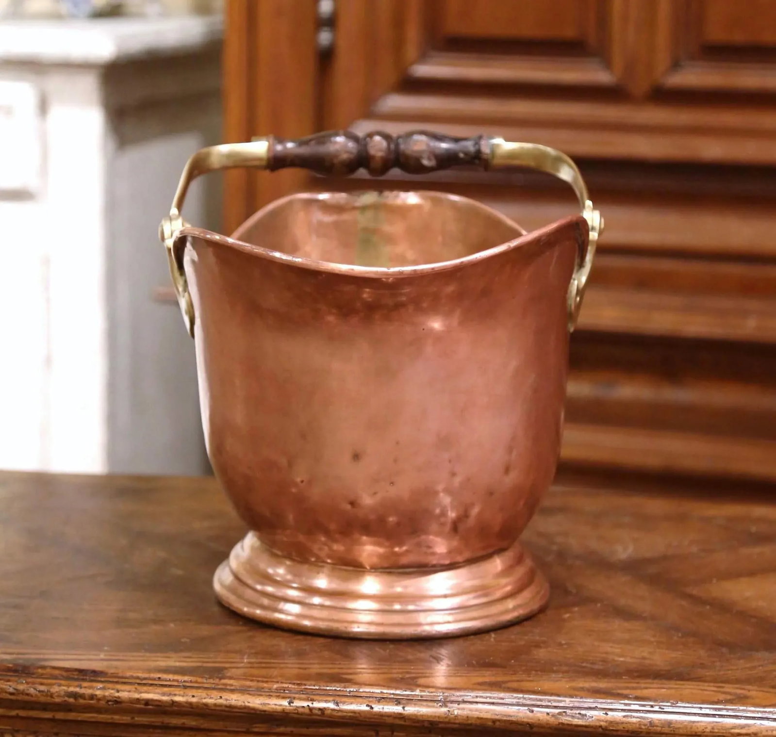 19th Century English Victorian Copper and Brass Coal Bucket - 5