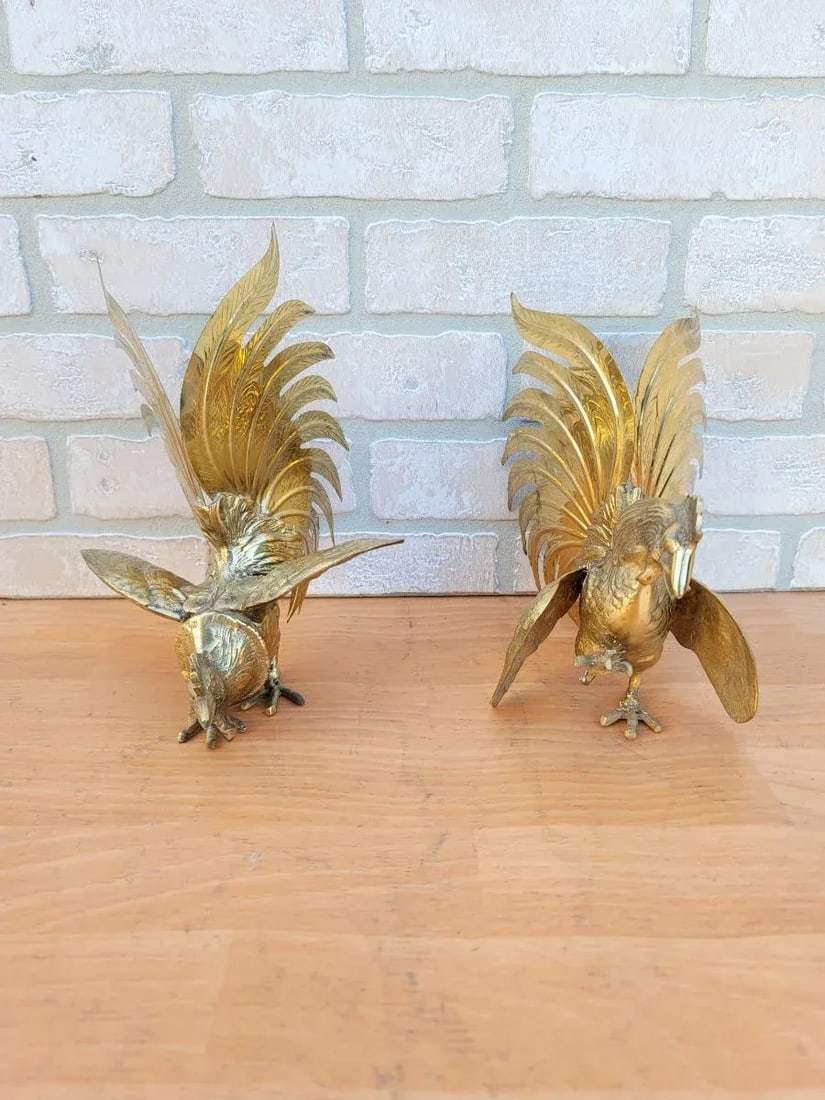 Vintage Fighting Rooster Bookends - Set of 2 - 3