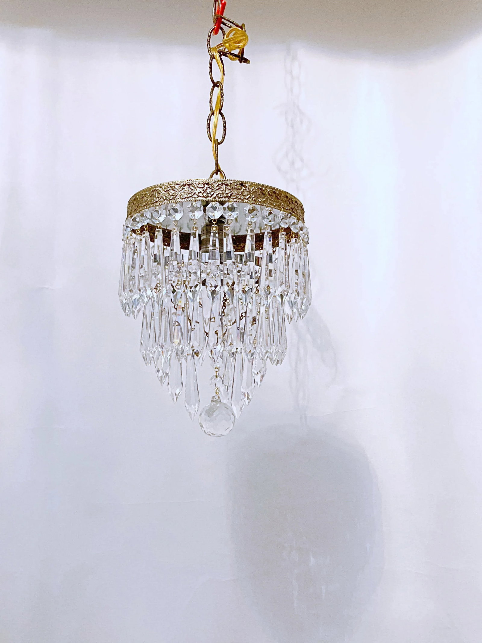 Vintage 1960s Italian Brass Rim Upside Down Layered Chandelier - 6