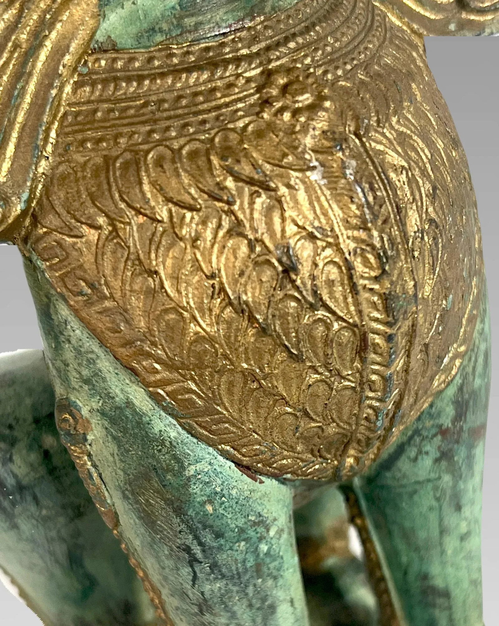 Khymer Gilt and Bronze Singha Temple Guardian Lion Statue (Thai) - 8