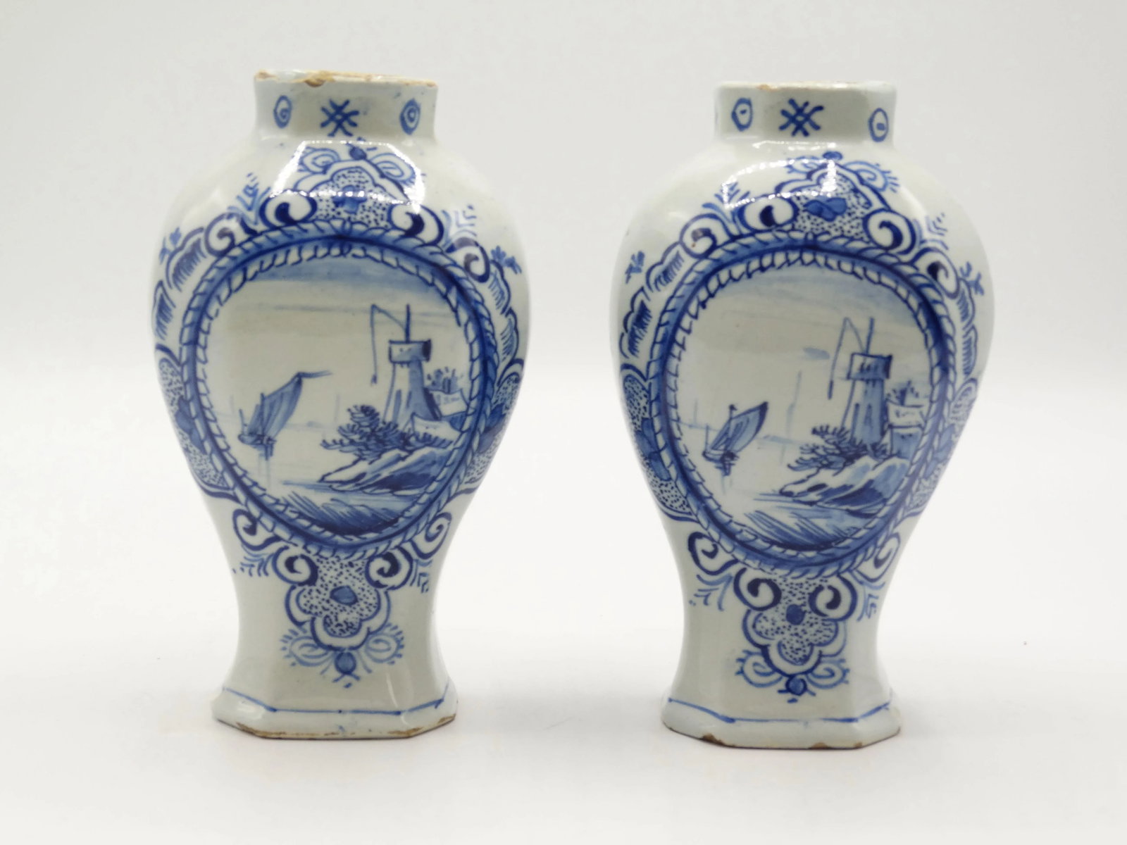 18th-Century Dutch Delft Vases, Maker's Mark - 8