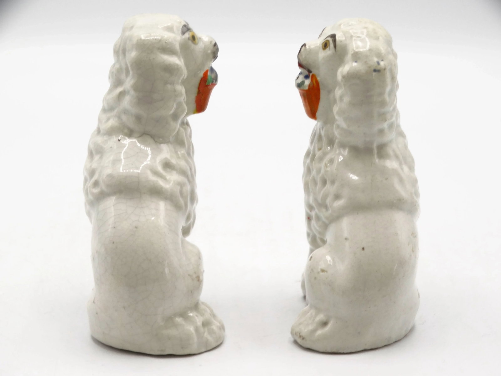 Antique English Staffordshire Dogs With Baskets, a Pair - 2