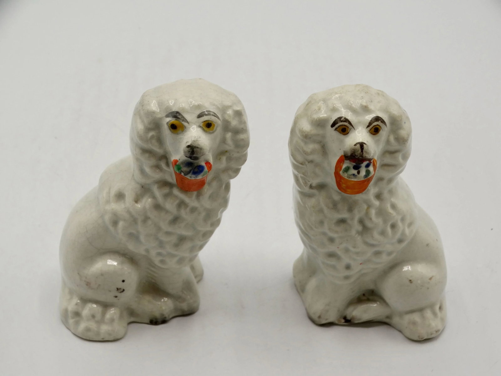 Antique English Staffordshire Dogs With Baskets, a Pair - 3