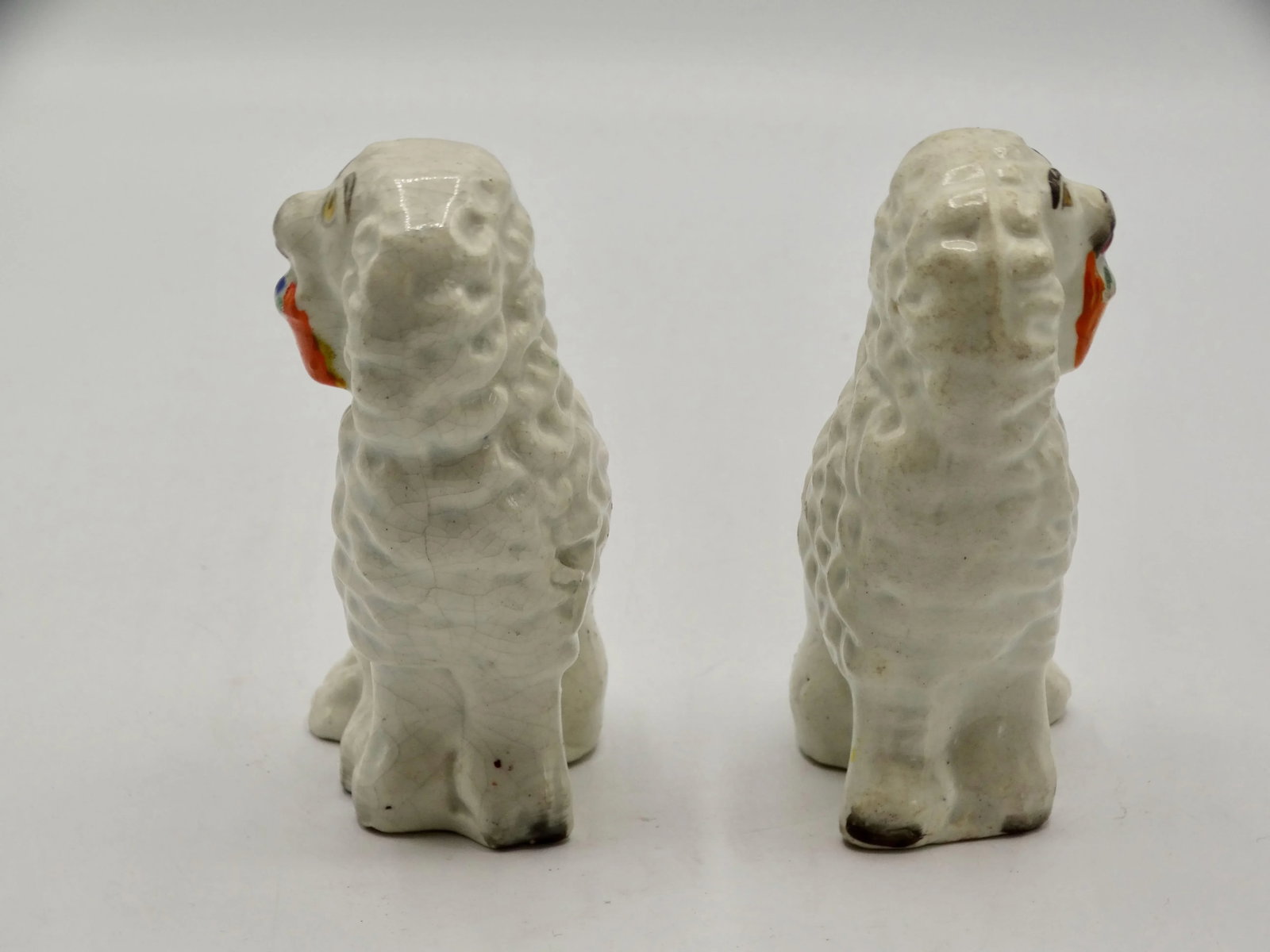 Antique English Staffordshire Dogs With Baskets, a Pair - 4
