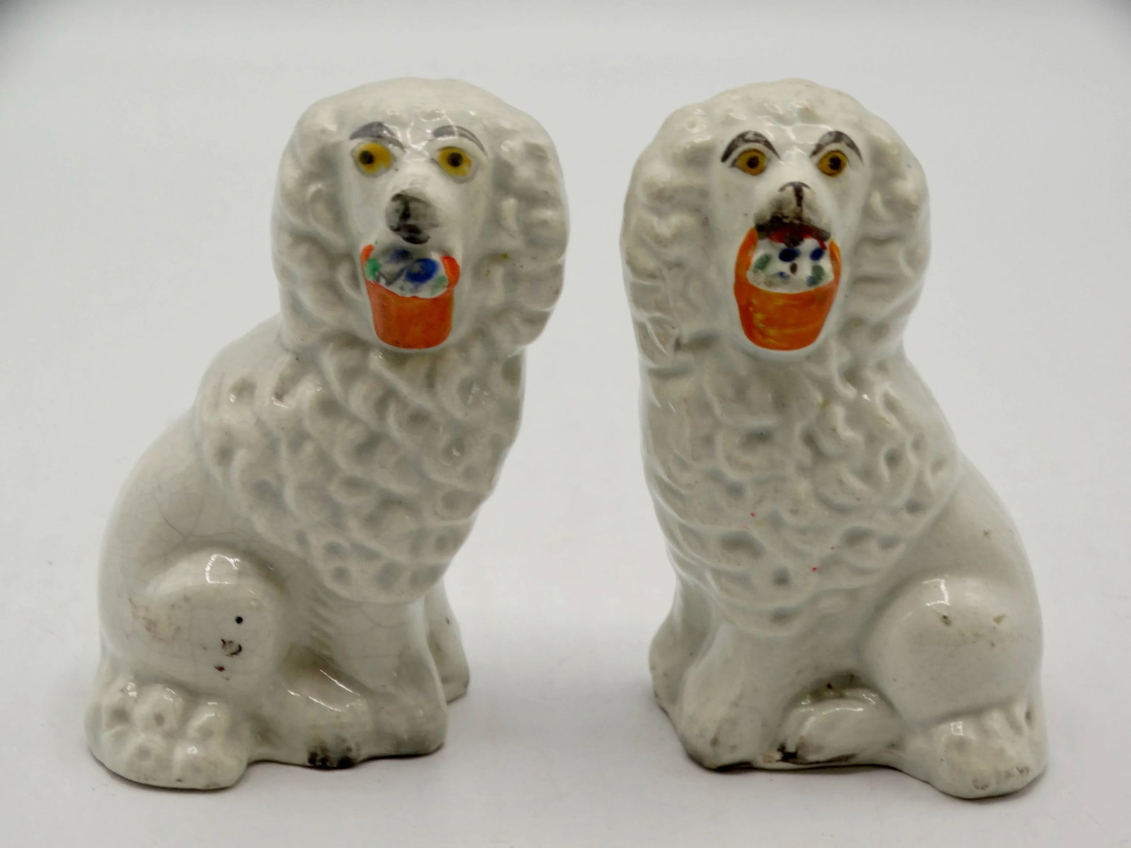 Antique English Staffordshire Dogs With Baskets, a Pair - 9