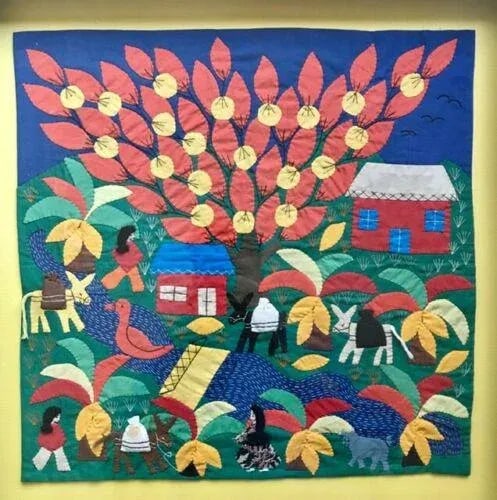 Handmade Arpillera Art Mercado Framed 3-D Wall Hanging Tapestry, Peru - 2