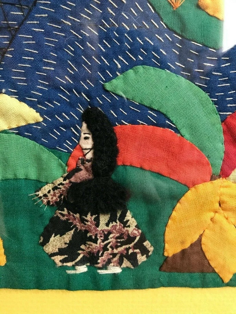 Handmade Arpillera Art Mercado Framed 3-D Wall Hanging Tapestry, Peru - 5