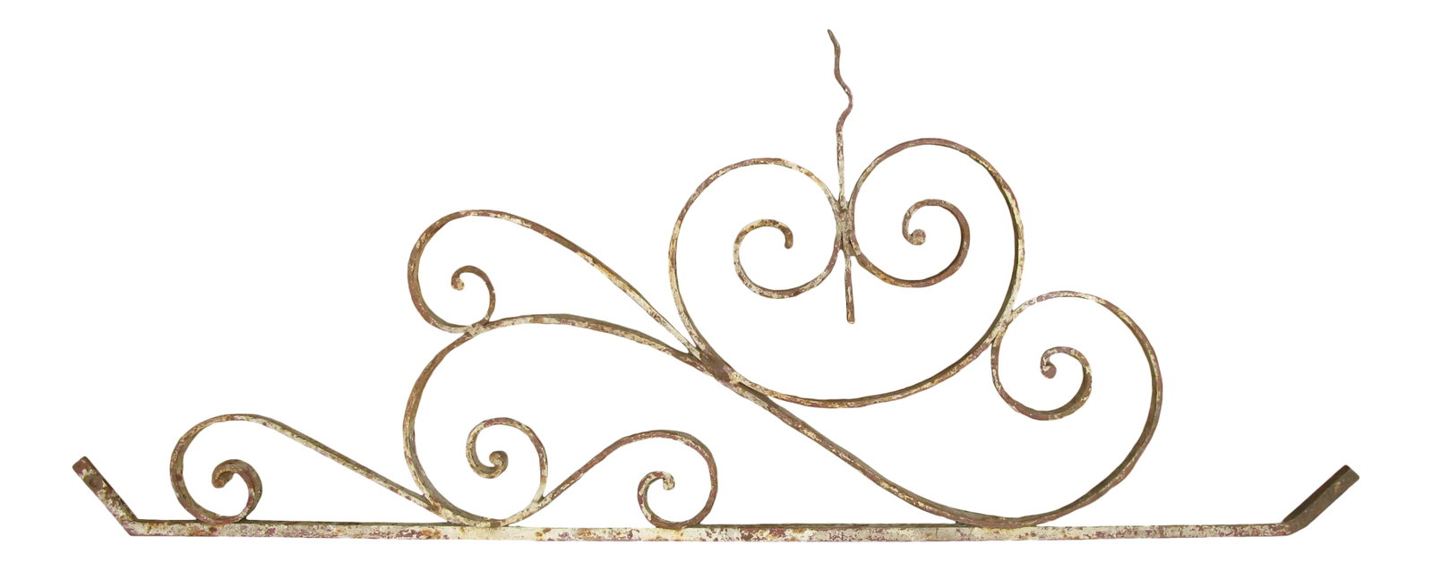 19th C. French Architectural Element: PLEASE NOTE BEFORE PURCHASING -- This item will ship no earlier than 8/15/23 due to warehouse relocation. Large French iron architectural salvage fragment; perfect as the key element for a gate or