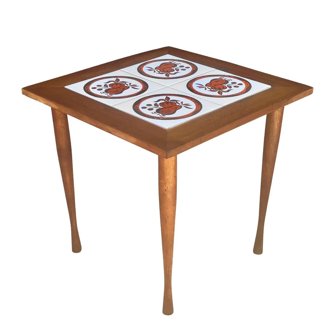 Mid-Century Modern Danish Teak Fruit Tile Top Plant Stand Table - 2