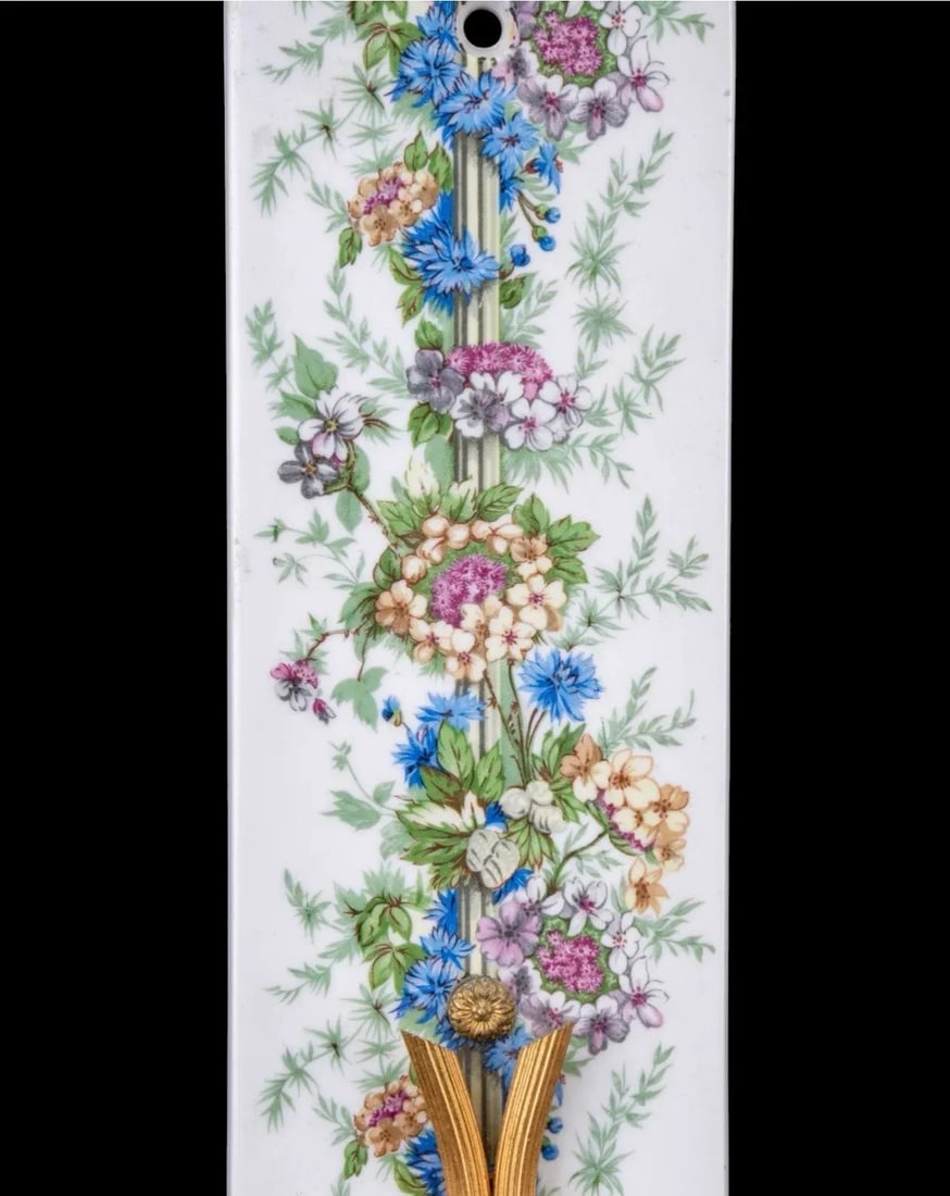 Pair of Vintage Porcelaine De Paris Floral & Gilt Two-Arm Wall Sconces - 12"h - 6