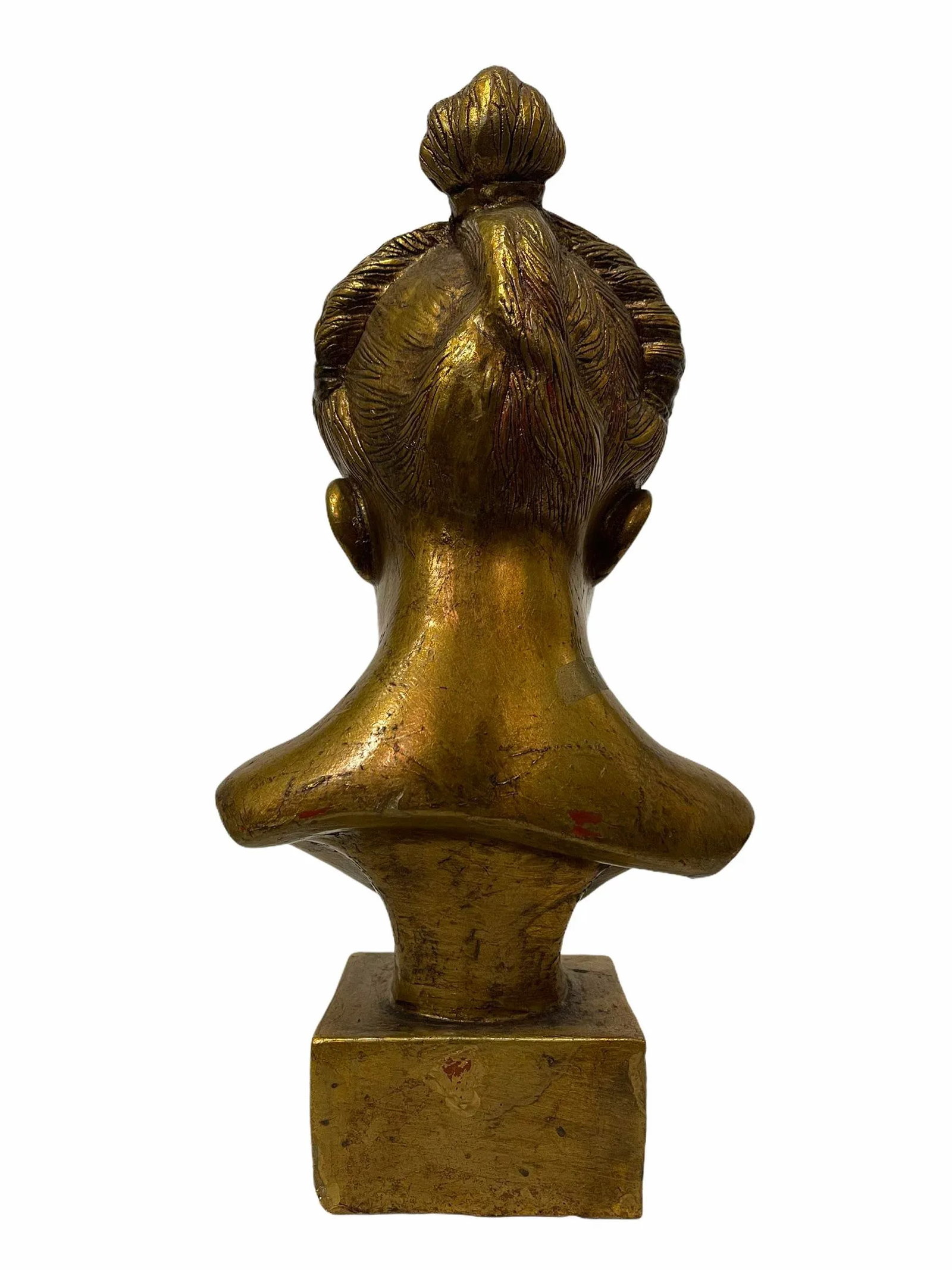Vintage Early 20th Century Gold Leaf Ceramic Bust of a Girl - 6