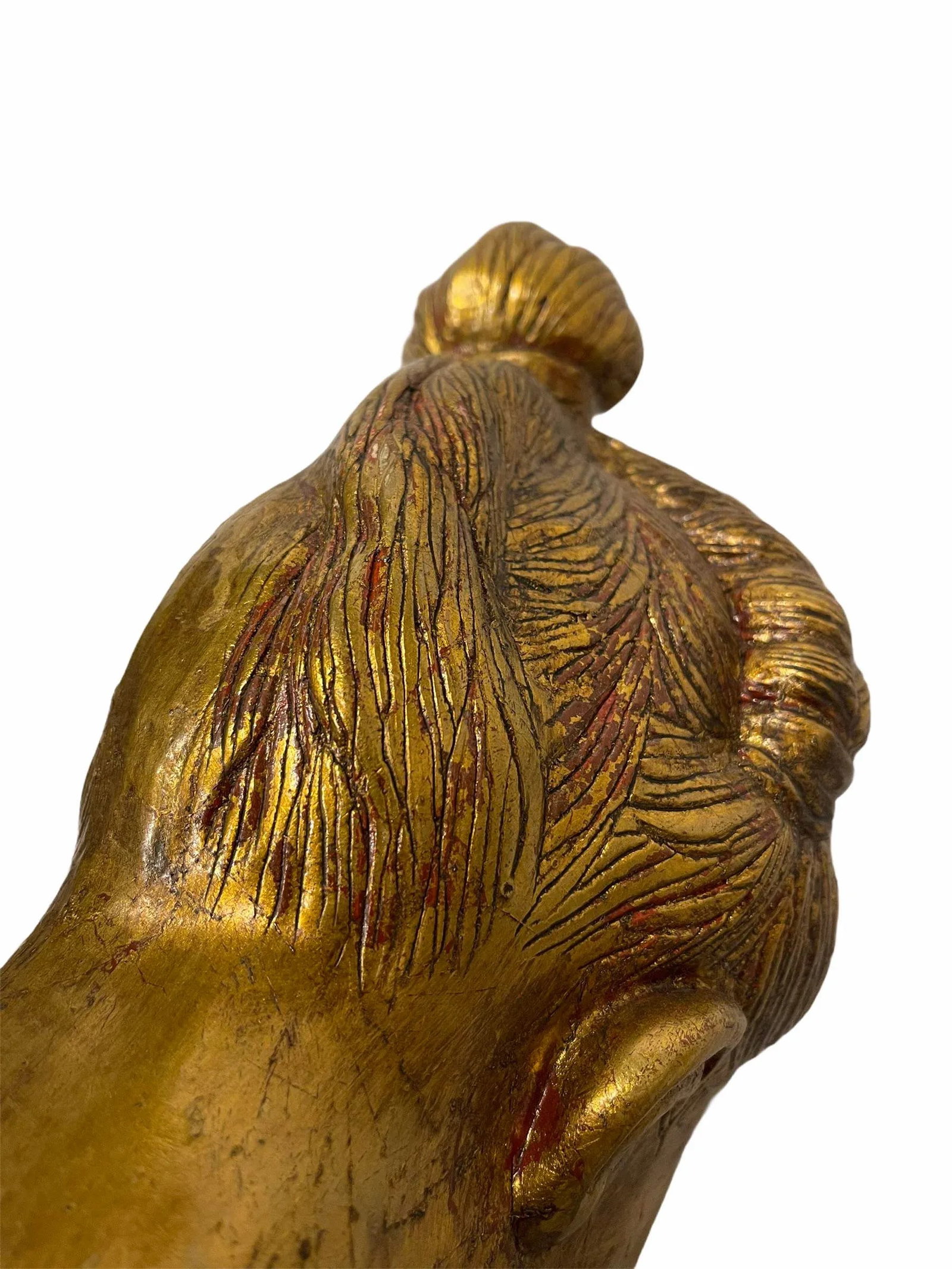 Vintage Early 20th Century Gold Leaf Ceramic Bust of a Girl - 8